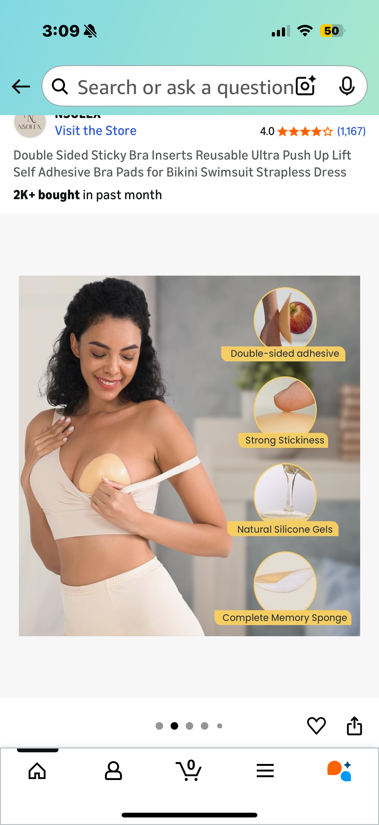 Double Sided Sticky Bra Inserts Reusable Ultra Push Up Lift Self Adhesive Bra Pads for Bikini Swimsuit Strapless Dress