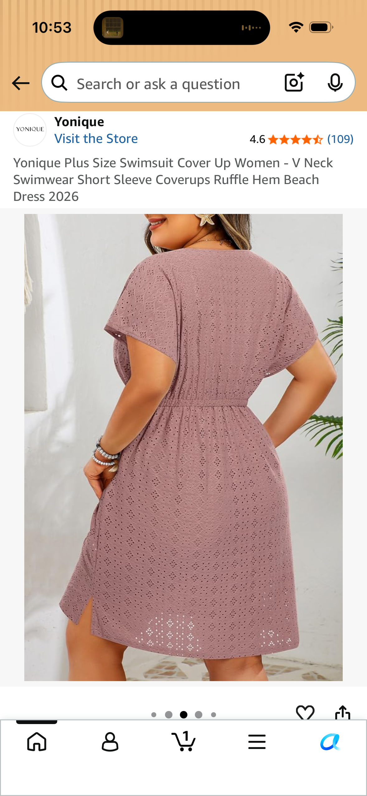 Yonique Plus Size Swimsuit Cover Up Women - V Neck Swimwear Short Sleeve Coverups Ruffle Hem Beach Dress (Size 16 Plus)