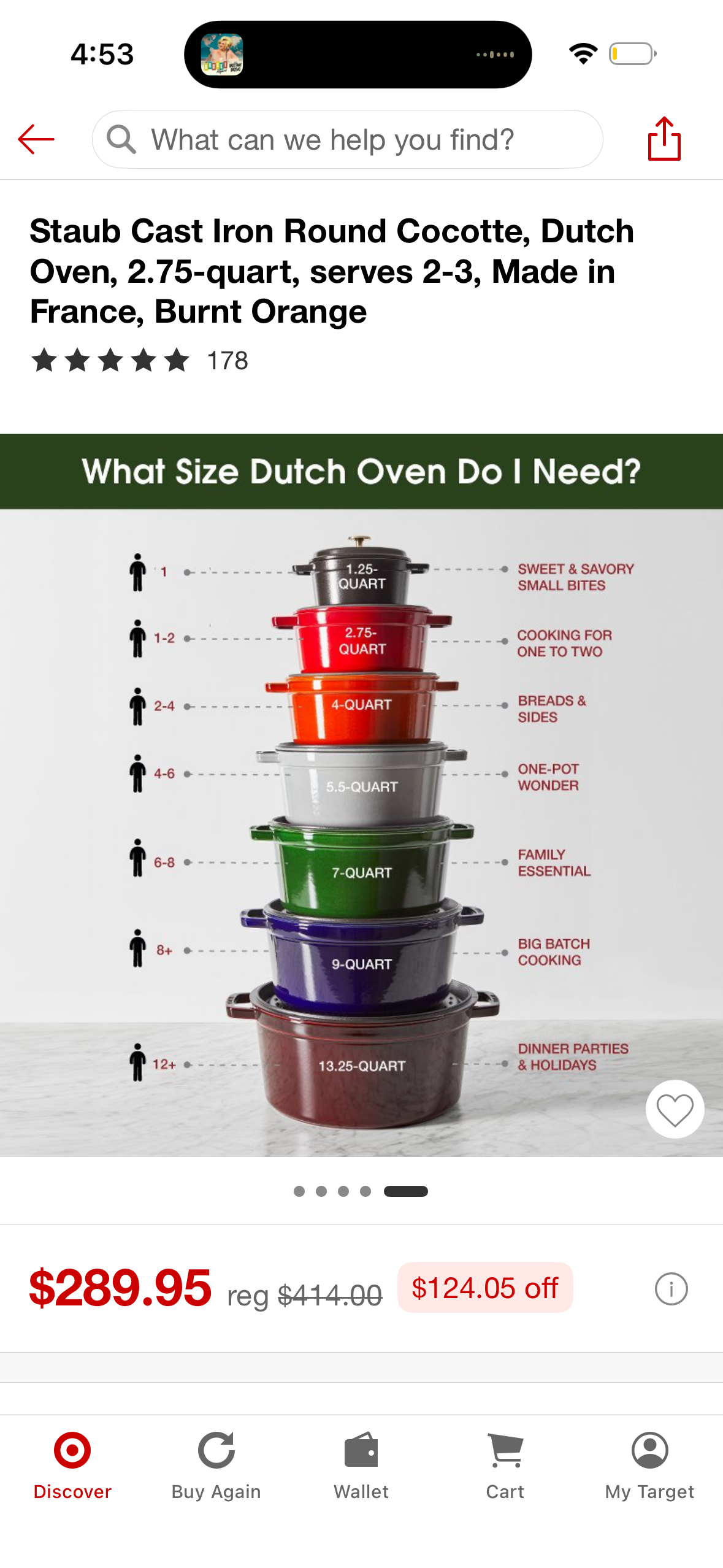 Staub Cast Iron Round Cocotte, Dutch Oven, 2.75-quart, serves 2-3, Made in France, Burnt Orange