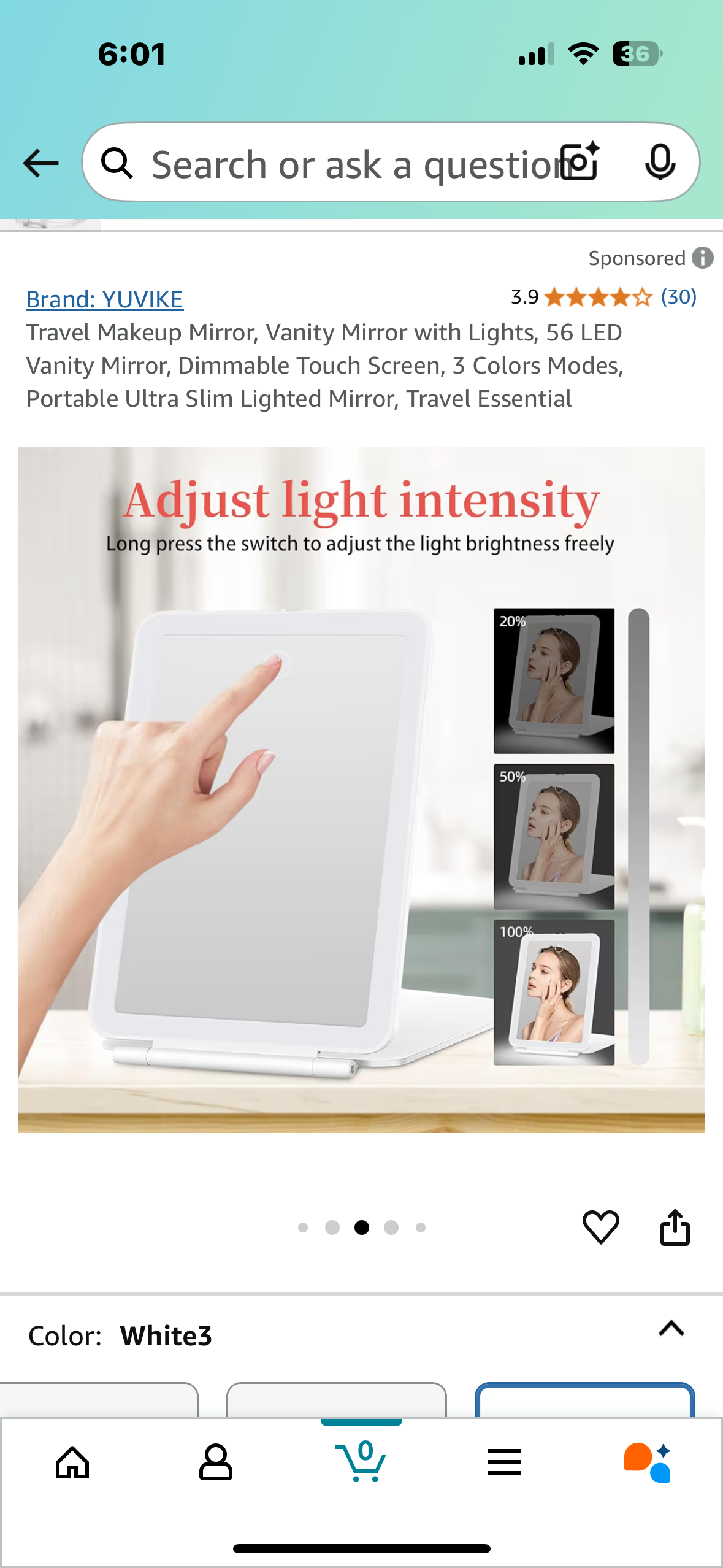 Travel Makeup Mirror, Vanity Mirror with Lights, 56 LED Vanity Mirror, Dimmable Touch Screen, 3 Colors Modes, Portable Ultra Slim Lighted Mirror, Travel Essential