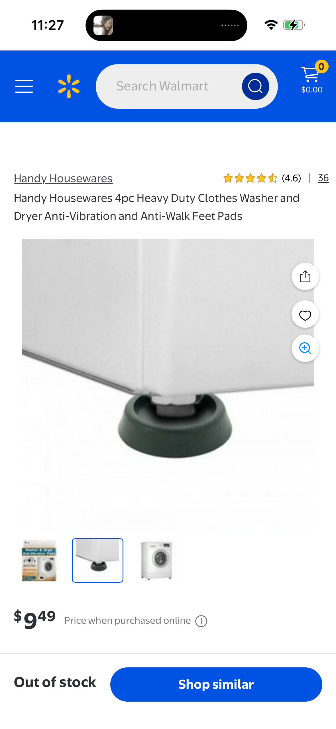 Washer and Dryer Anti-Vibration Slip-Resistant Pads, 4 Piece Set