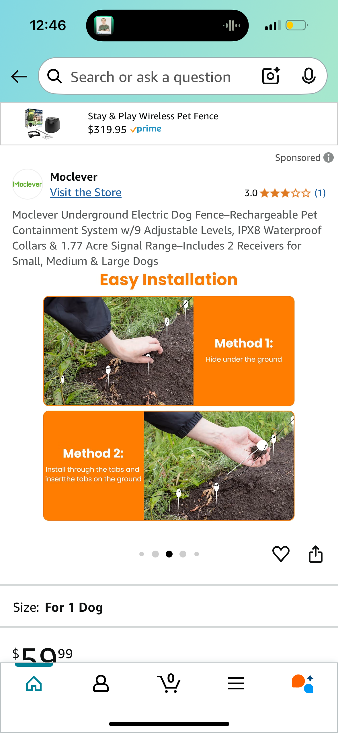 Moclever Underground Electric Dog Fence–Rechargeable Pet Containment System w/9 Adjustable Levels, IPX8 Waterproof Collars & 1.77 Acre Signal Range–Includes 2 Receivers for Small, Medium & Large Dogs