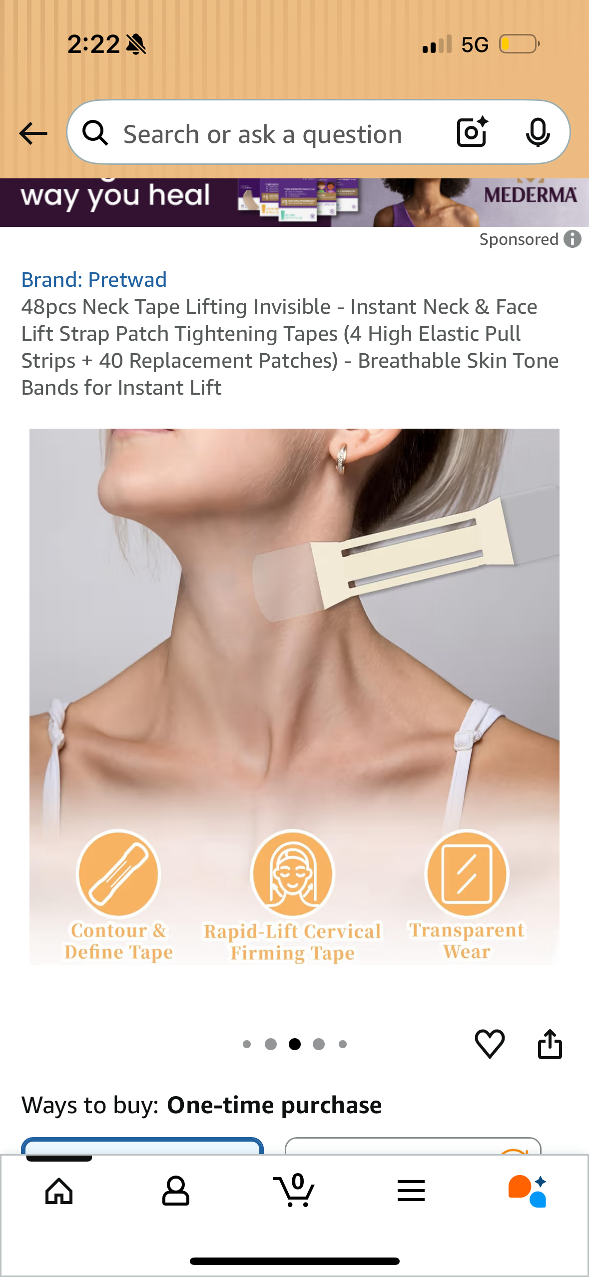 48pcs Neck Tape Lifting Invisible - Instant Neck & Face Lift Strap Patch Tightening Tapes (4 High Elastic Pull Strips + 40 Replacement Patches) - Breathable Skin Tone Bands for Instant Lift