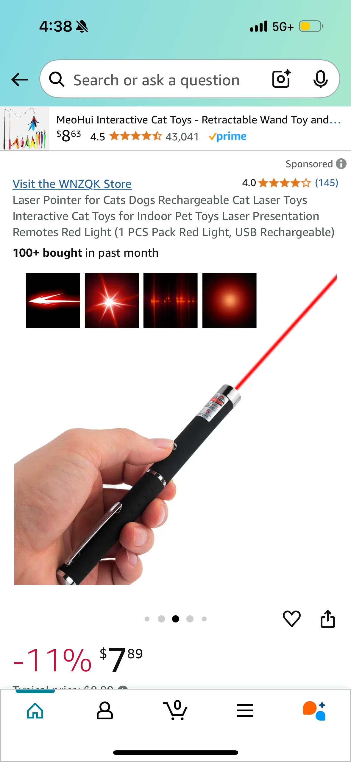 Laser Pointer for Cats Dogs Rechargeable Cat Laser Toys Interactive Cat Toys for Indoor Pet Toys Laser Presentation Remotes Red Light (1 PCS Pack Red Light, USB Rechargeable)