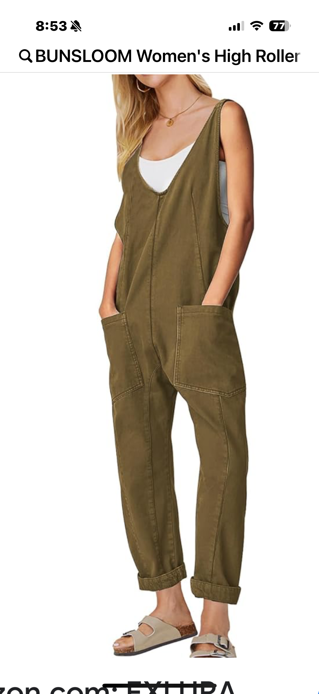 Women's High Roller Denim Overalls Casual Sleeveless Loose Baggy Jumpsuits Jeans Pants with Pockets (Size XL)