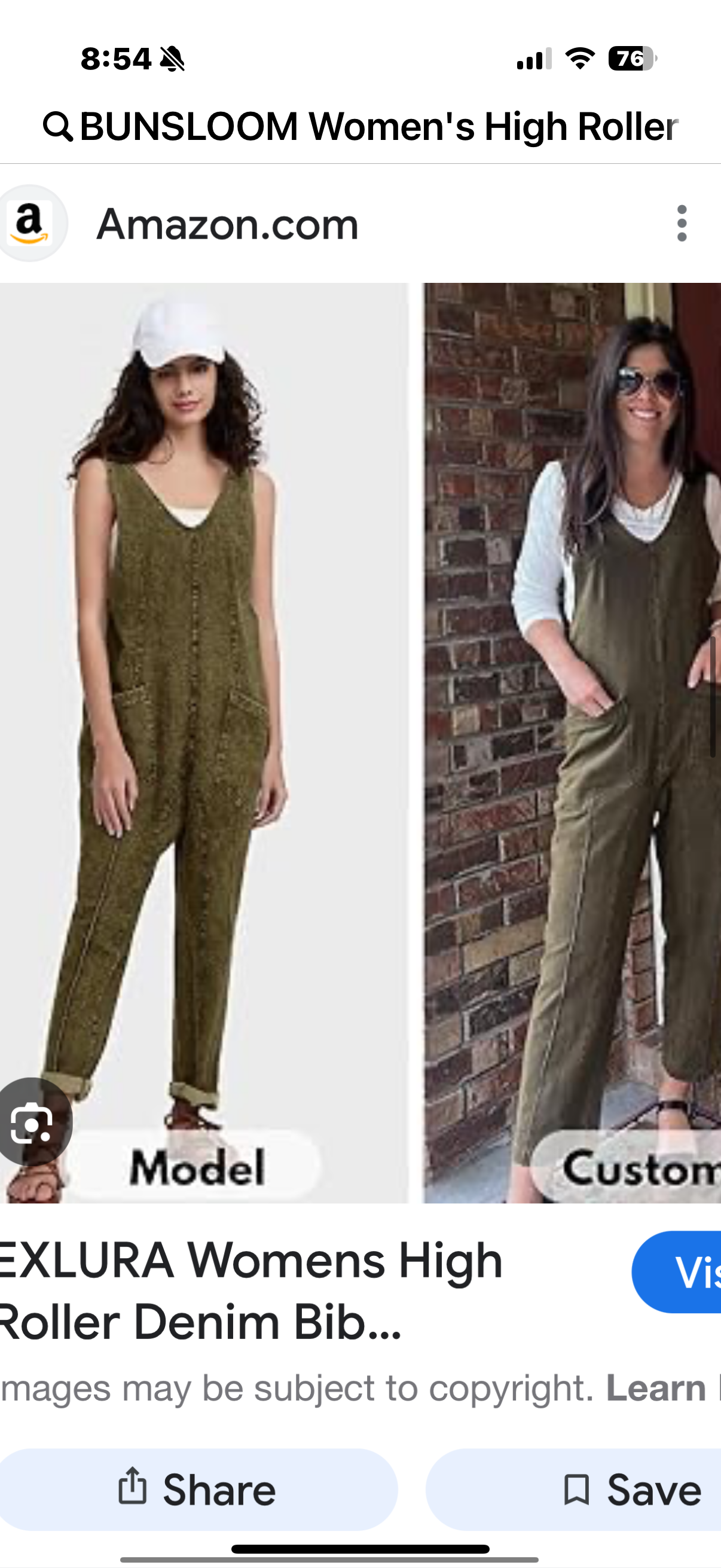 Women's High Roller Denim Overalls Casual Sleeveless Loose Baggy Jumpsuits Jeans Pants with Pockets (Size XL)