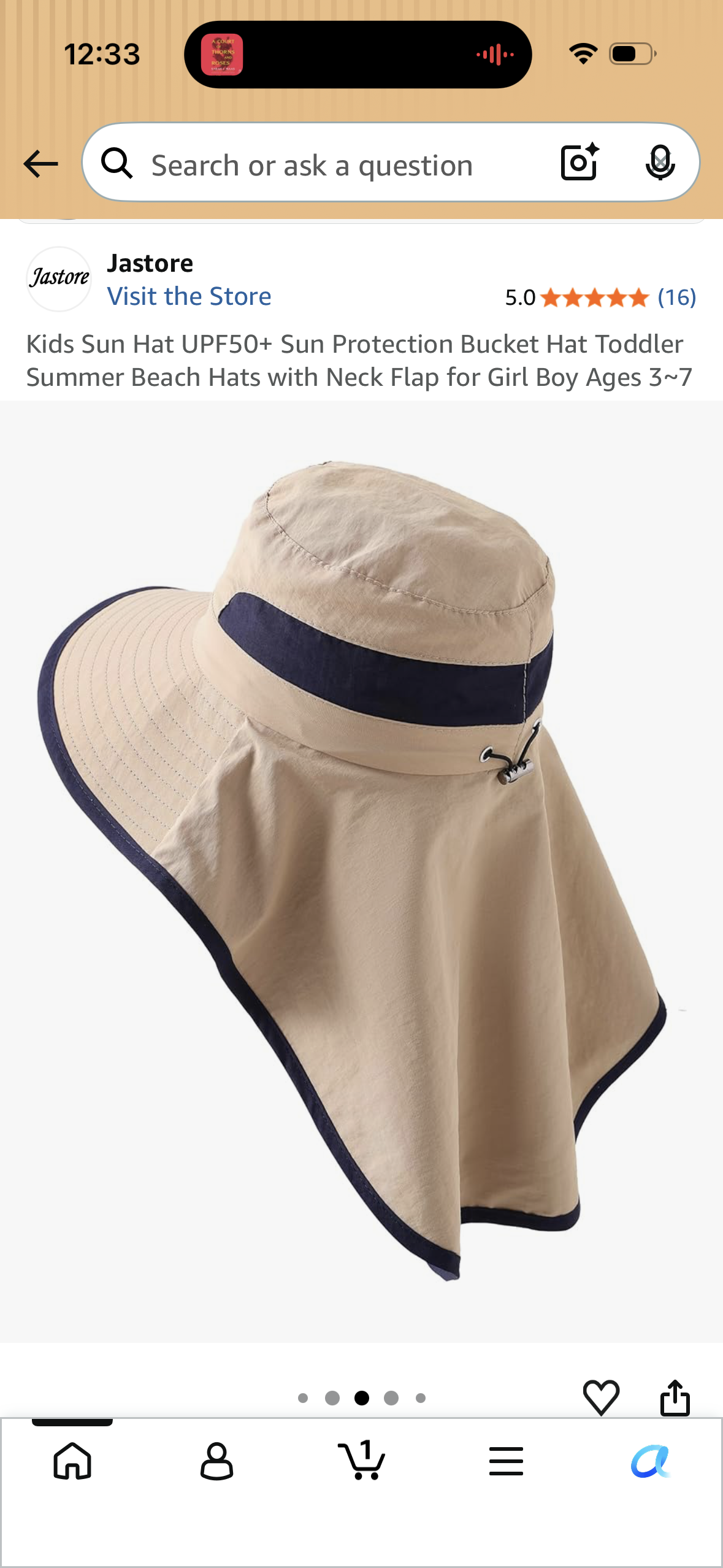 Kids Sun Hat UPF50+ Sun Protection Bucket Hat Toddler Summer Beach Hats with Neck Flap for Girl Boy (Size Ages 3-7)