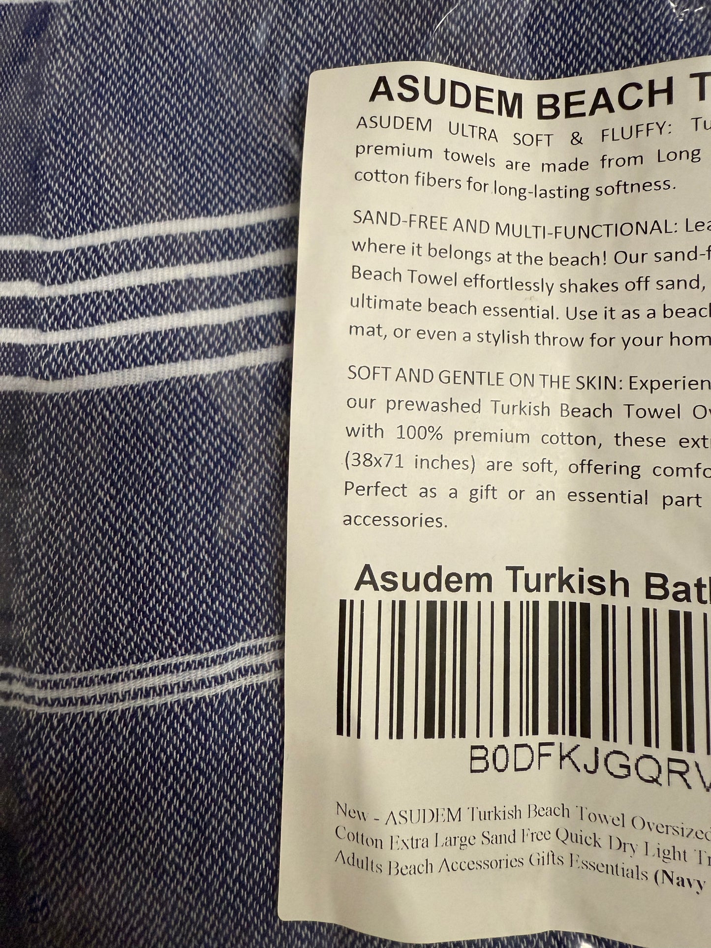 Turkish Beach Towel Oversized 38x71 100% Cotton Extra Large Sand Free Quick Dry Light Travel Towels for Adults Beach Accessories Gifts Essentials