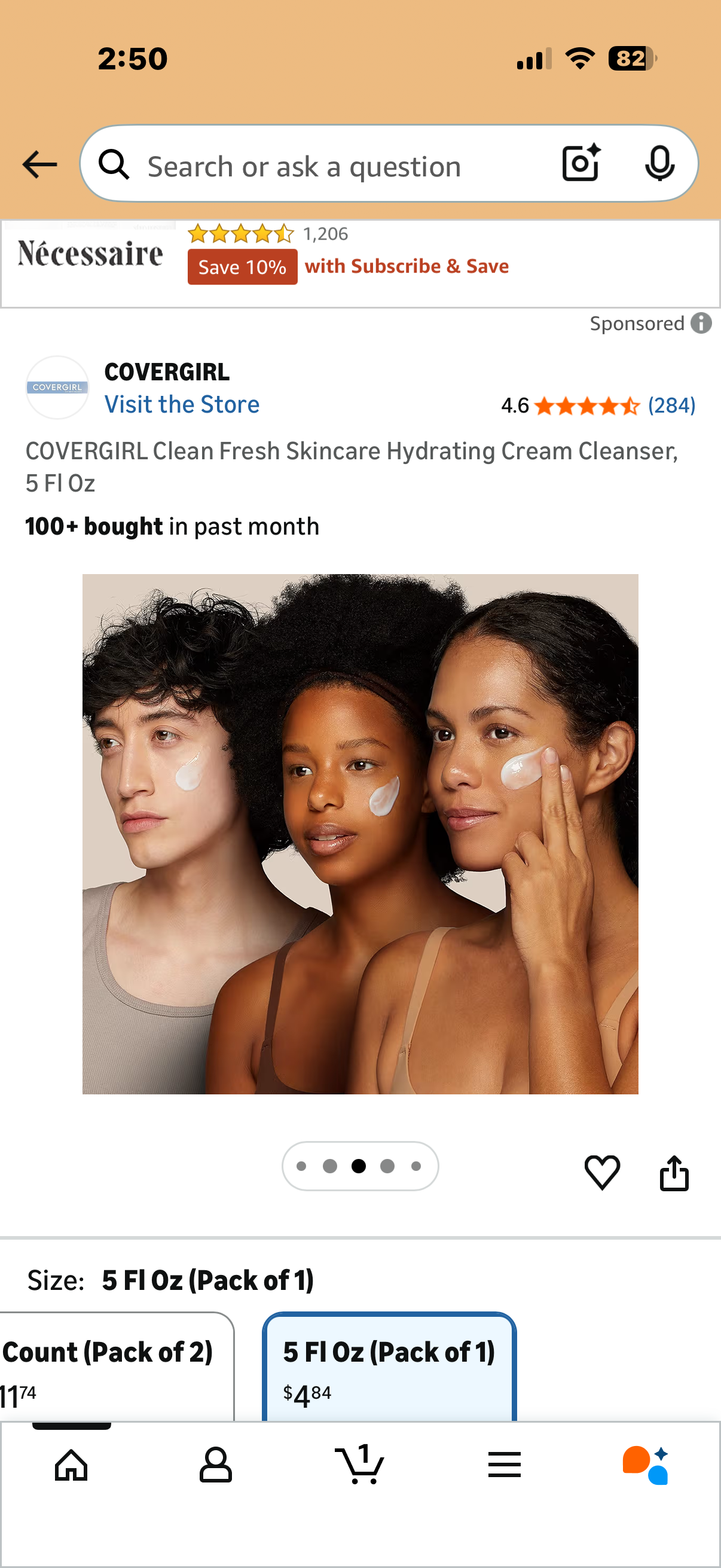 COVERGIRL Clean Fresh Skincare Hydrating Cream Cleanser, 5 Fl Oz