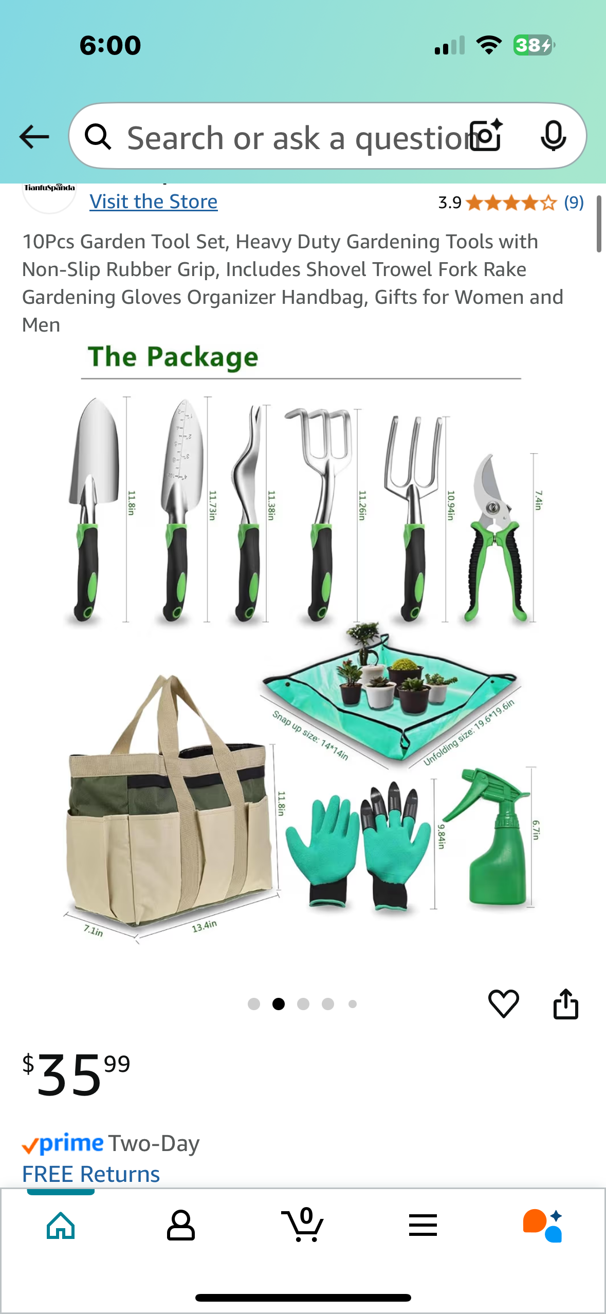 10Pcs Garden Tool Set, Heavy Duty Gardening Tools with Non-Slip Rubber Grip, Includes Shovel Trowel Fork Rake Gardening Gloves Organizer Handbag, Gifts for Women and Men