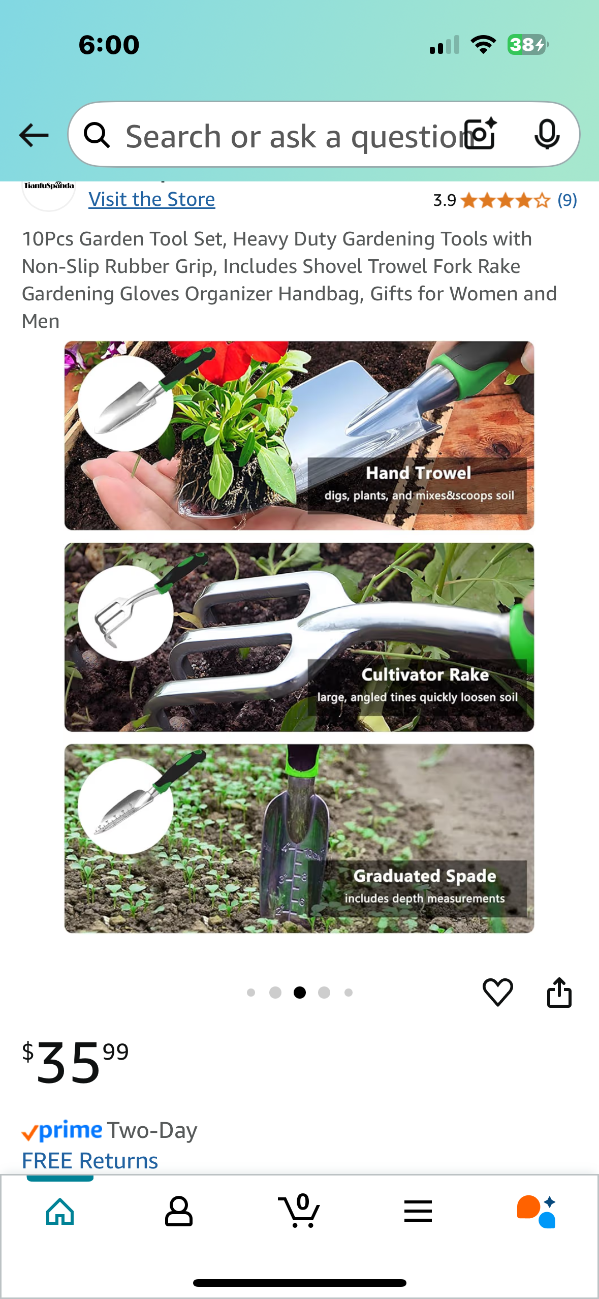 10Pcs Garden Tool Set, Heavy Duty Gardening Tools with Non-Slip Rubber Grip, Includes Shovel Trowel Fork Rake Gardening Gloves Organizer Handbag, Gifts for Women and Men