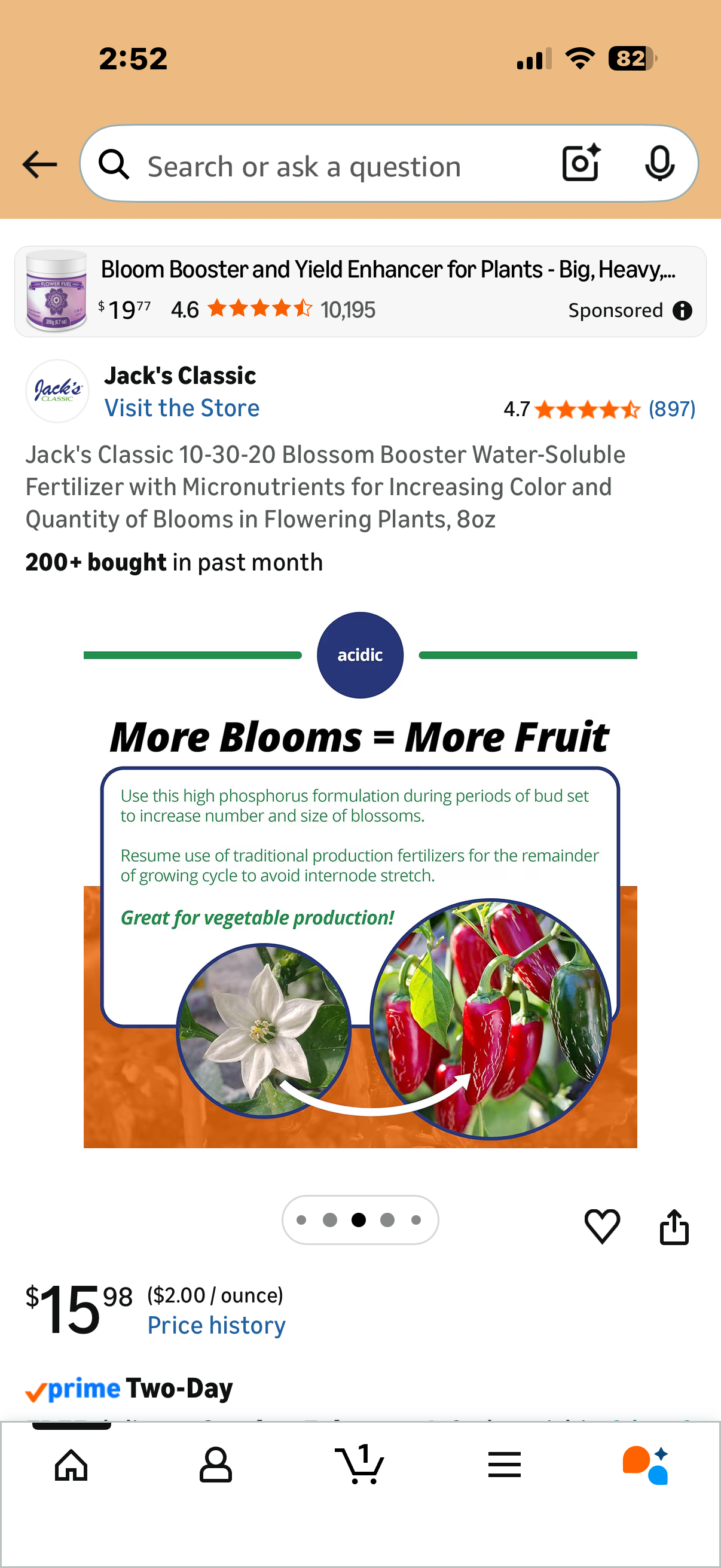 Jack's Classic 10-30-20 Blossom Booster Water-Soluble Fertilizer with Micronutrients for Increasing Color and Quantity of Blooms in Flowering Plants, 8oz I