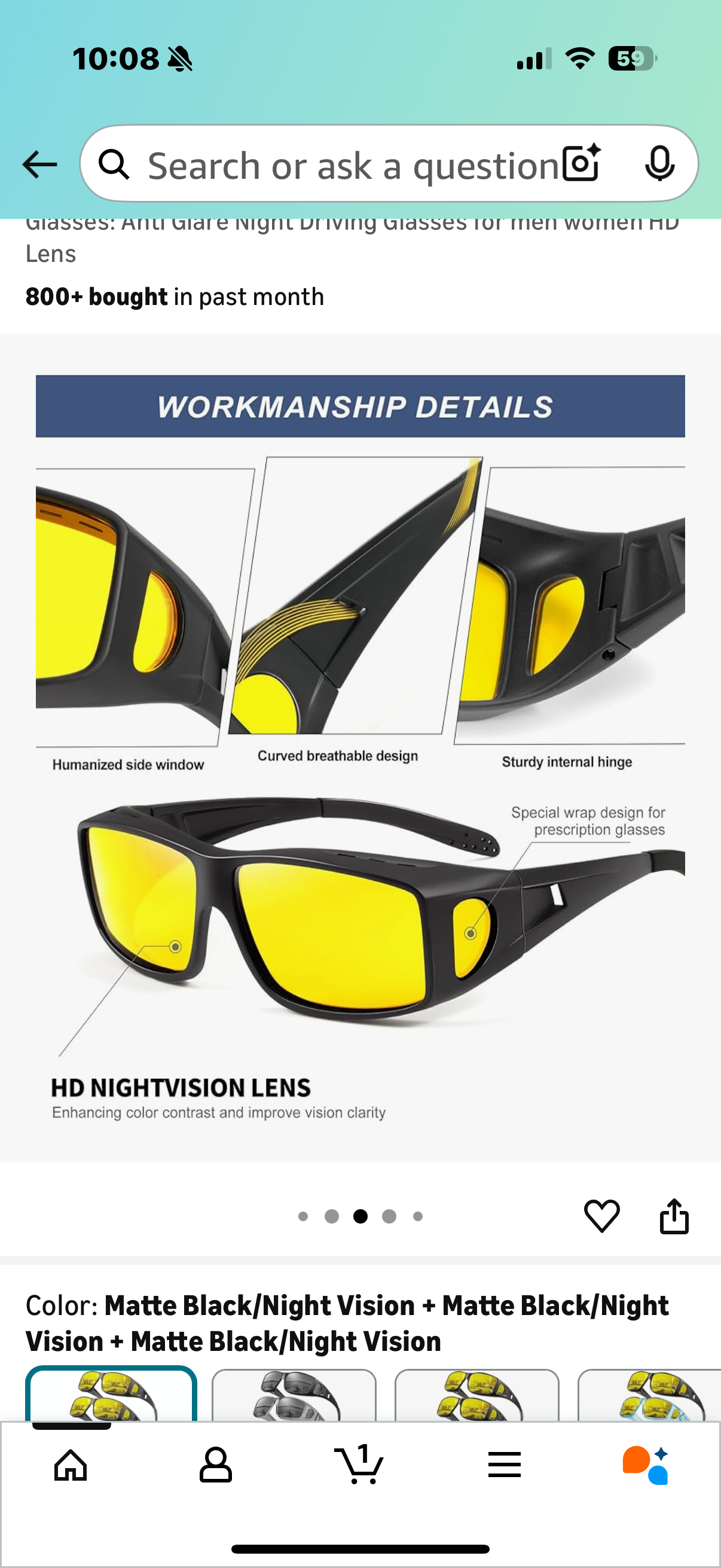 KALIYADI Night-Vision-Glasses Fit-Over-Glasses Wrap-Around Glasses: Anti Glare Night Driving Glasses for men women HD Lens
