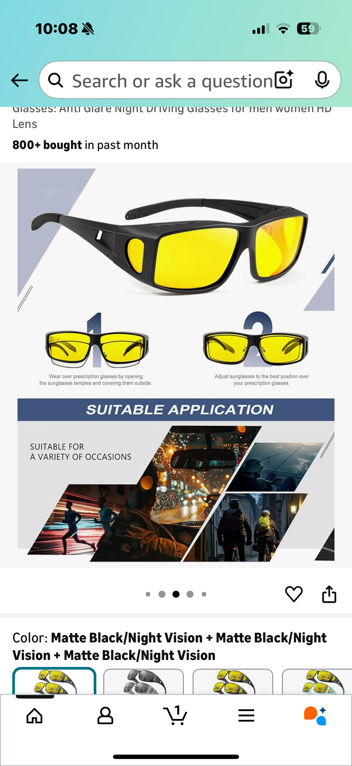 KALIYADI Night-Vision-Glasses Fit-Over-Glasses Wrap-Around Glasses: Anti Glare Night Driving Glasses for men women HD Lens