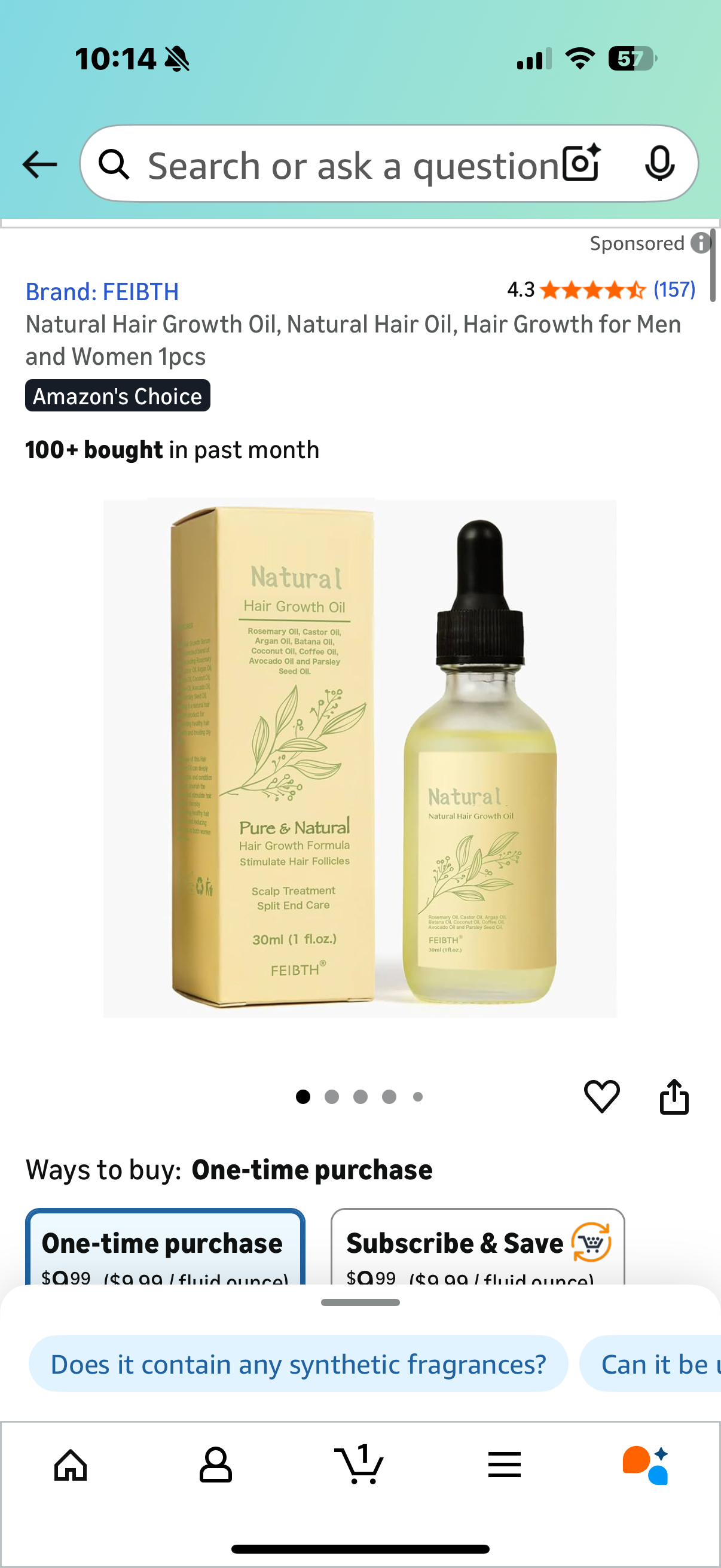 Natural Hair Growth Oil, Natural Hair Oil, Hair Growth for Men and Women 1pcs