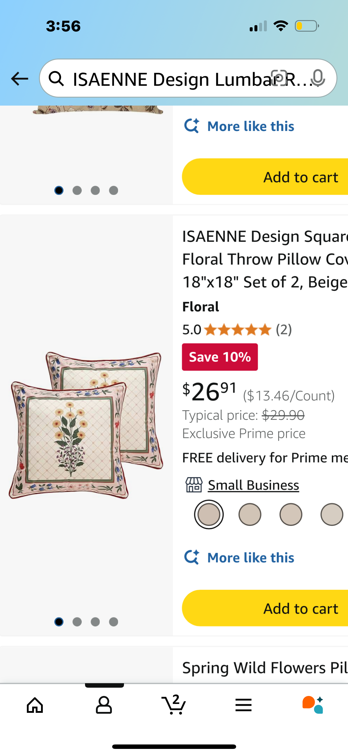ISAENNE Design Lumbar Retro Country Linen Throw Pillow Covers 18"x18" Pack of 2, Floral Animal Chick Flowers Pattern Cushion Covers Decor Pillowcases for Bed,Living Room,Outdoor,Car