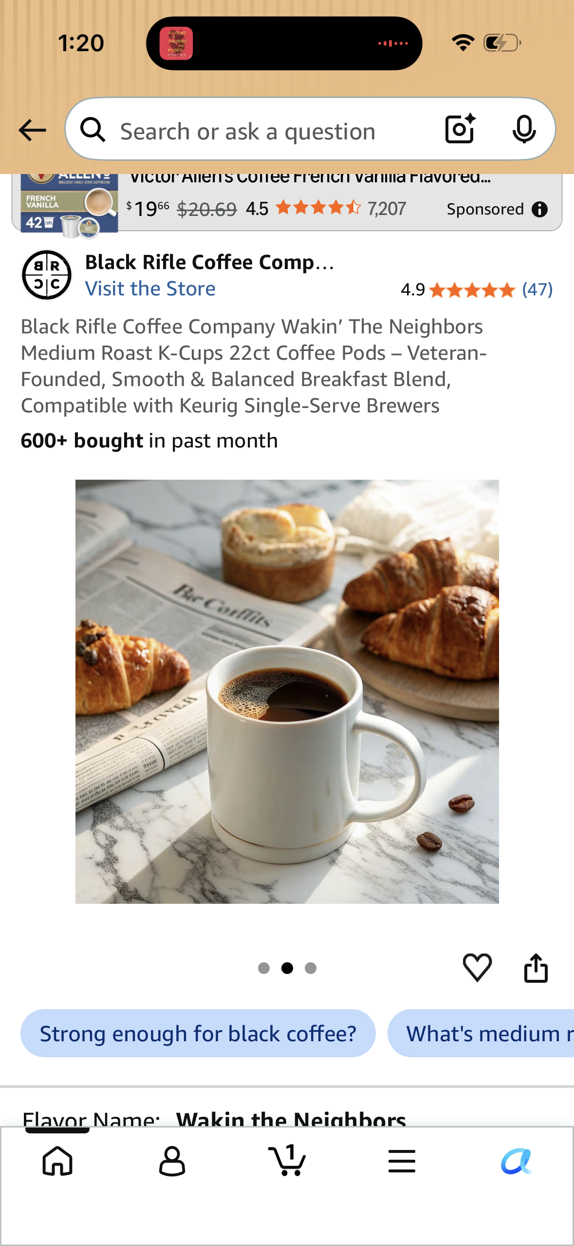 Black Rifle Coffee Company Wakin’ The Neighbors Medium Roast K-Cups 22ct Coffee Pods – Veteran-Founded, Smooth & Balanced Breakfast Blend, Compatible with Keurig Single-Serve Brewers (Best by 02/27/2028)