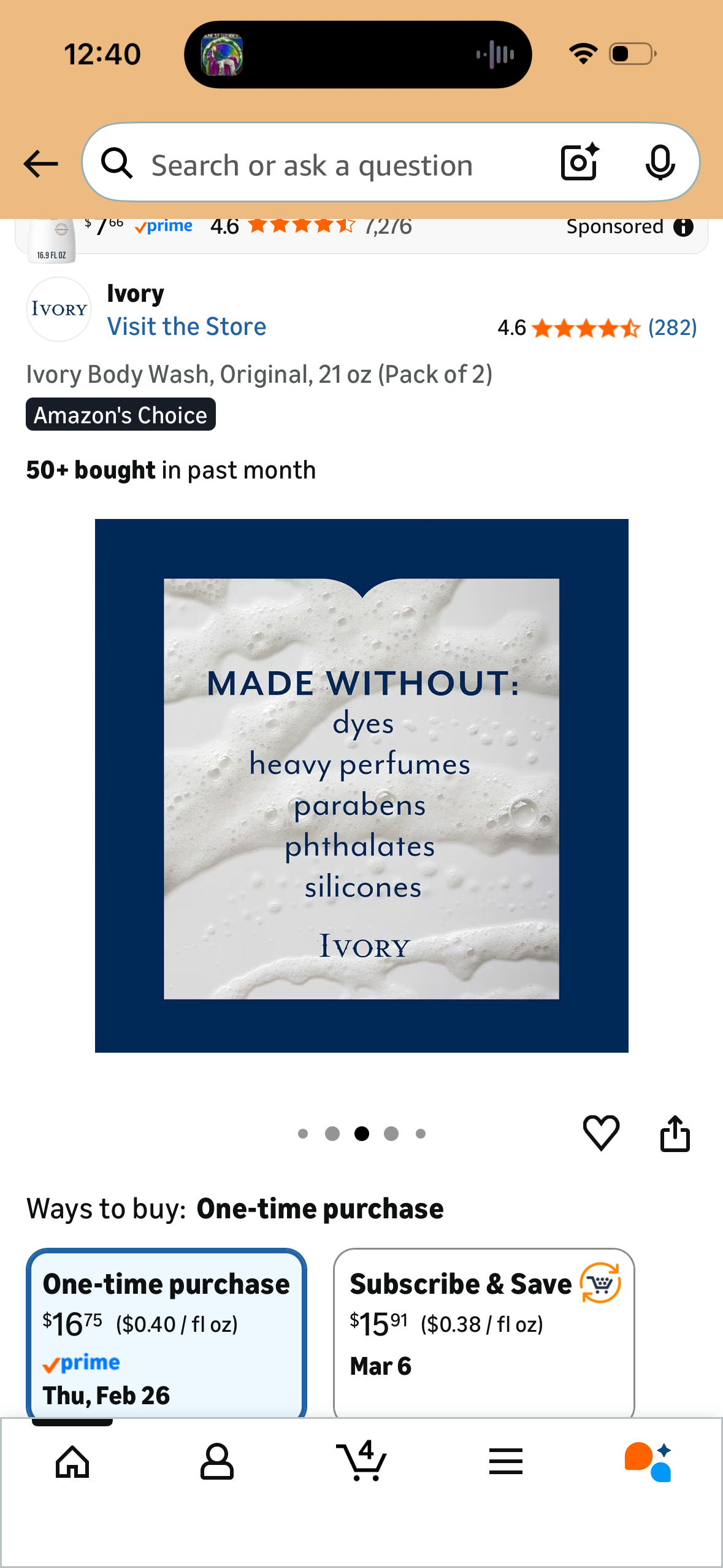 Ivory Body Wash, Original, 21 oz (Pack of 2)