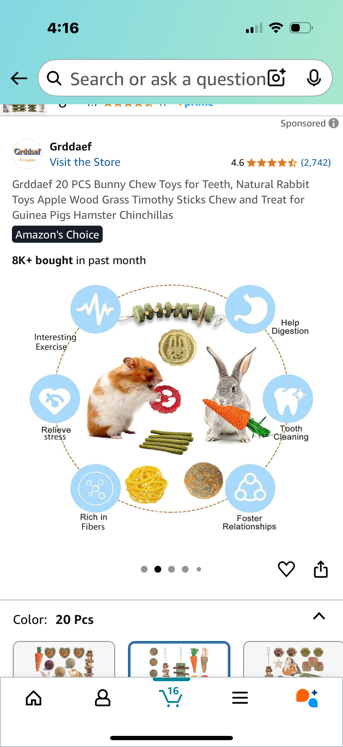 Grddaef 20 PCS Bunny Chew Toys for Teeth, Natural Rabbit Toys Apple Wood Grass Timothy Sticks Chew and Treat for Guinea Pigs Hamster Chinchillas