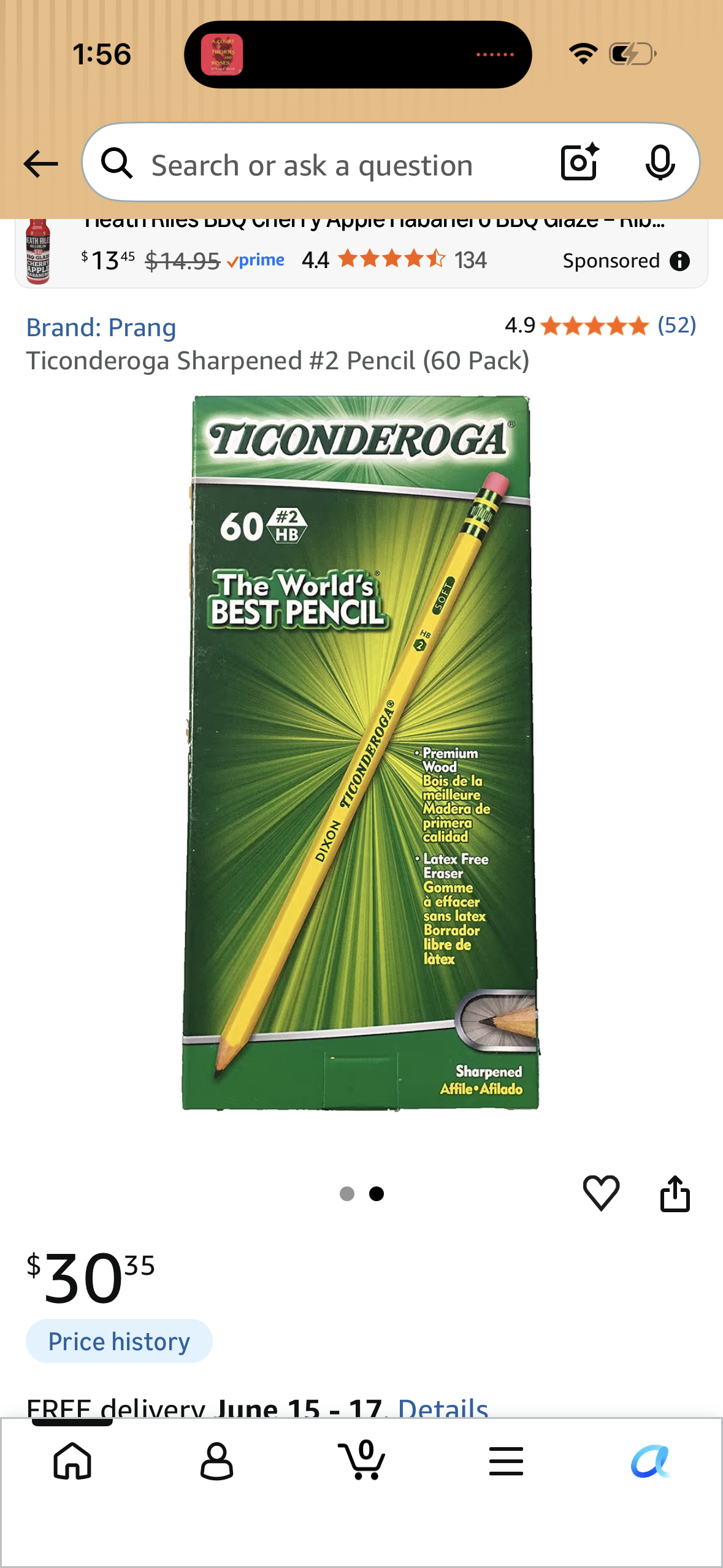 Ticonderoga Sharpened #2 Pencil (60 Pack)