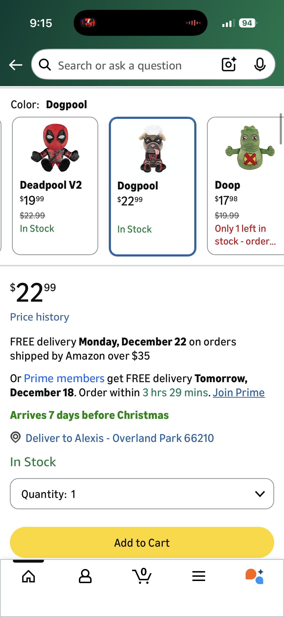 Bleacher Creatures Marvel Deadpool 3 Dogpool 8" Kuricha Sitting Plush- Soft Chibi Inspired Toy