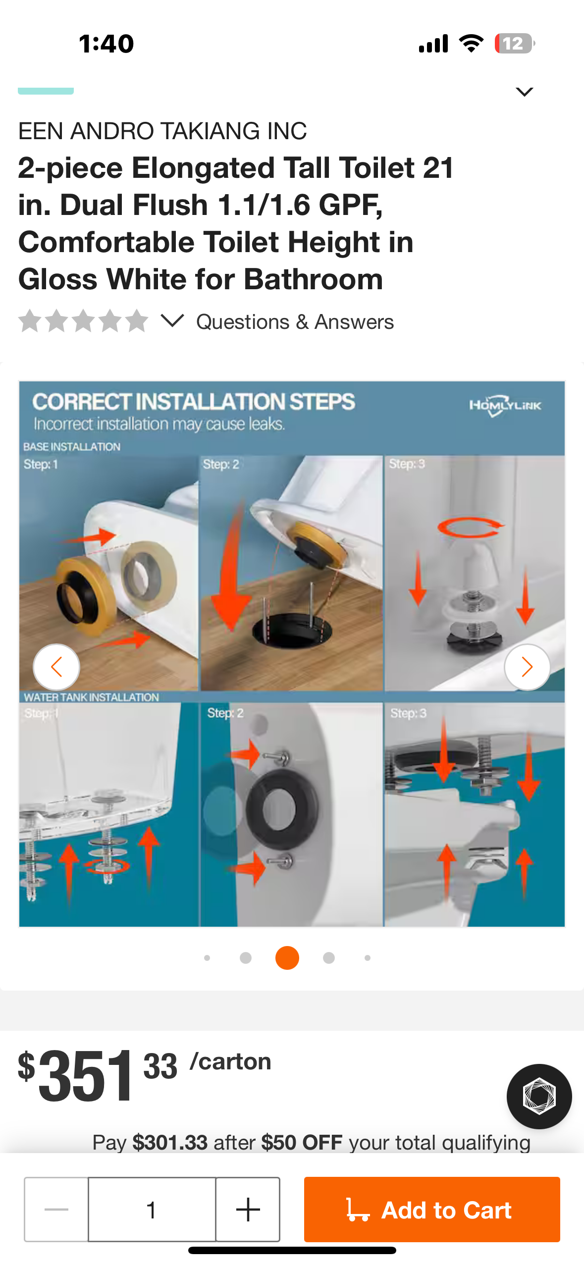 2-piece Elongated Tall Toilet 21 in. Dual Flush 1.1/1.6 GPF, Comfortable Toilet Height in Gloss White for Bathroom (B1119)