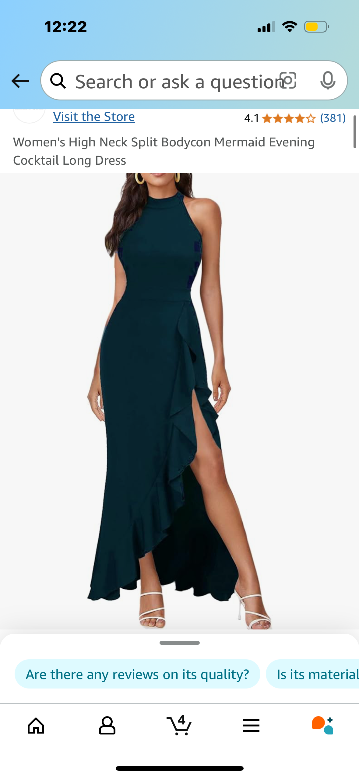 Women's High Neck Split Bodycon Mermaid Evening Cocktail Long Dress Size XXL