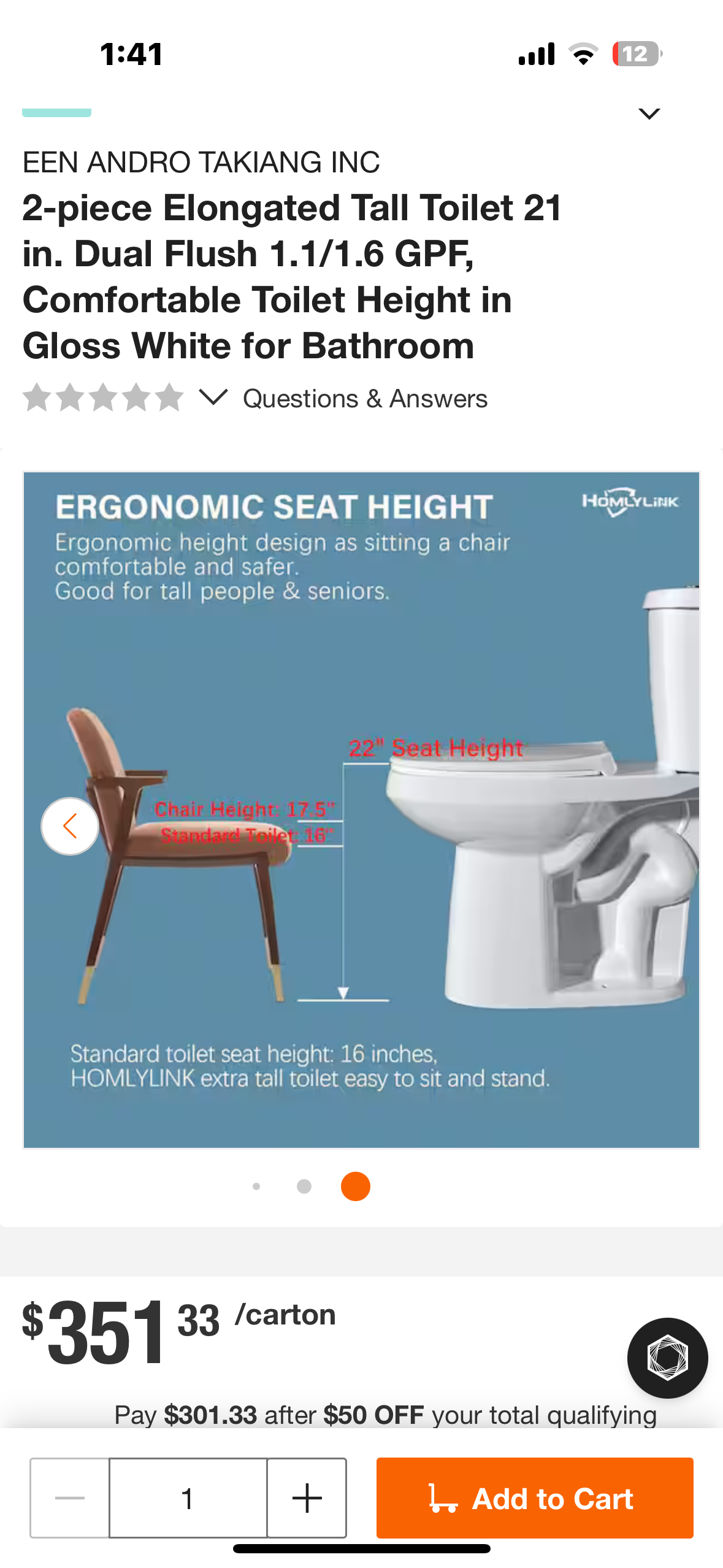 2-piece Elongated Tall Toilet 21 in. Dual Flush 1.1/1.6 GPF, Comfortable Toilet Height in Gloss White for Bathroom (B1119)