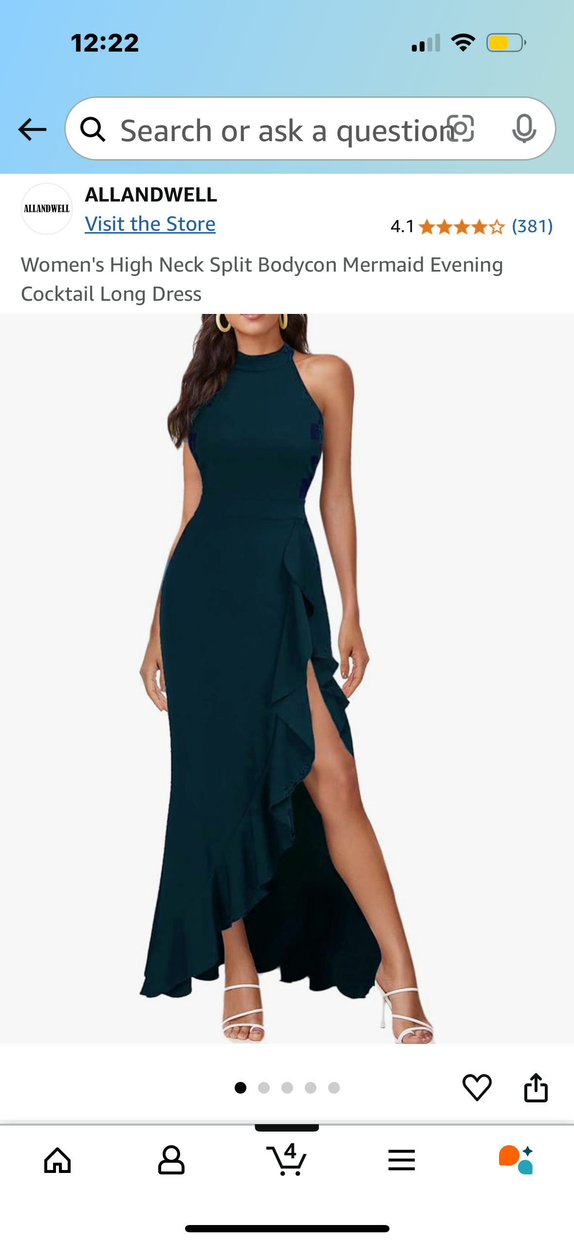 Women's High Neck Split Bodycon Mermaid Evening Cocktail Long Dress Size XXL
