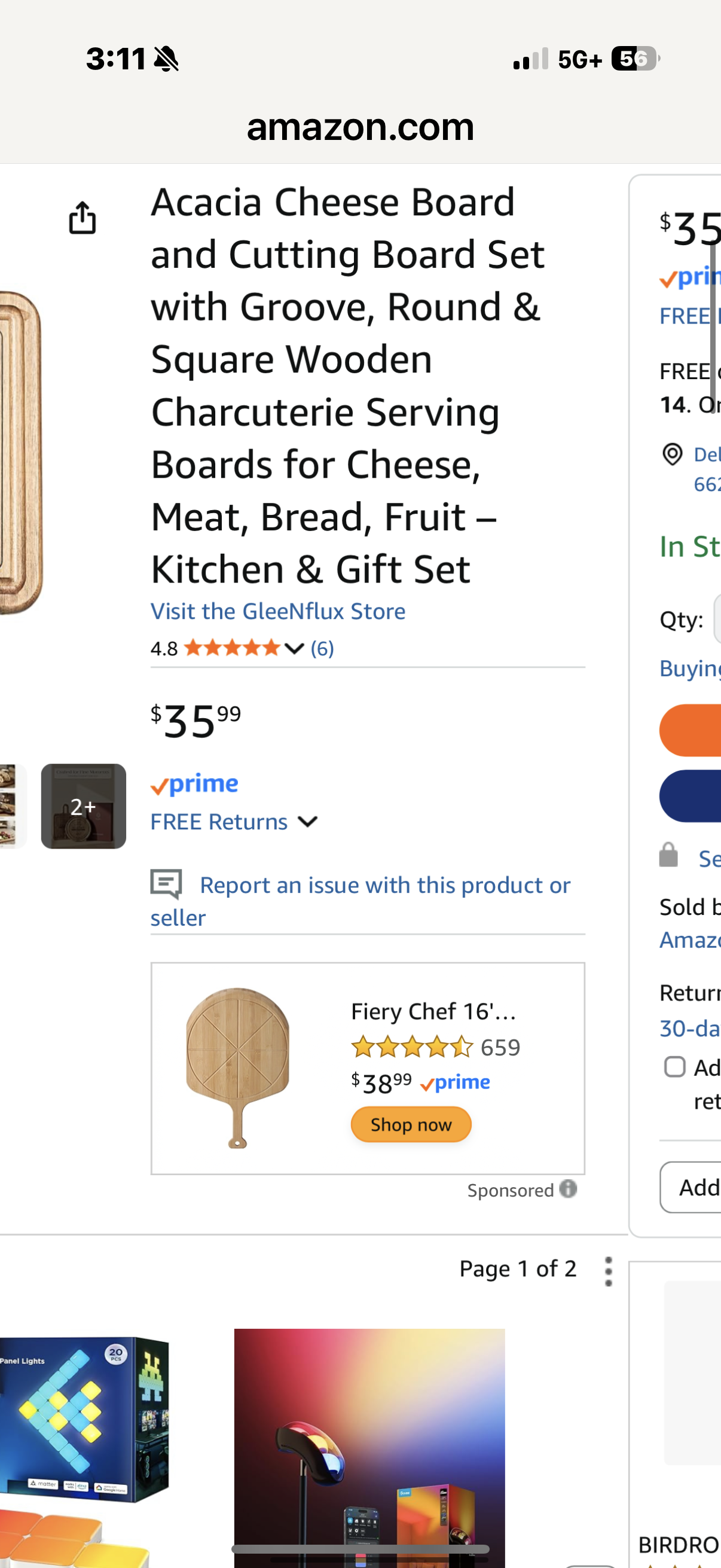 Acacia Cheese Board and Cutting Board Set with Groove, Round & Square Wooden Charcuterie Serving Boards for Cheese, Meat, Bread, Fruit – Kitchen & Gift Set