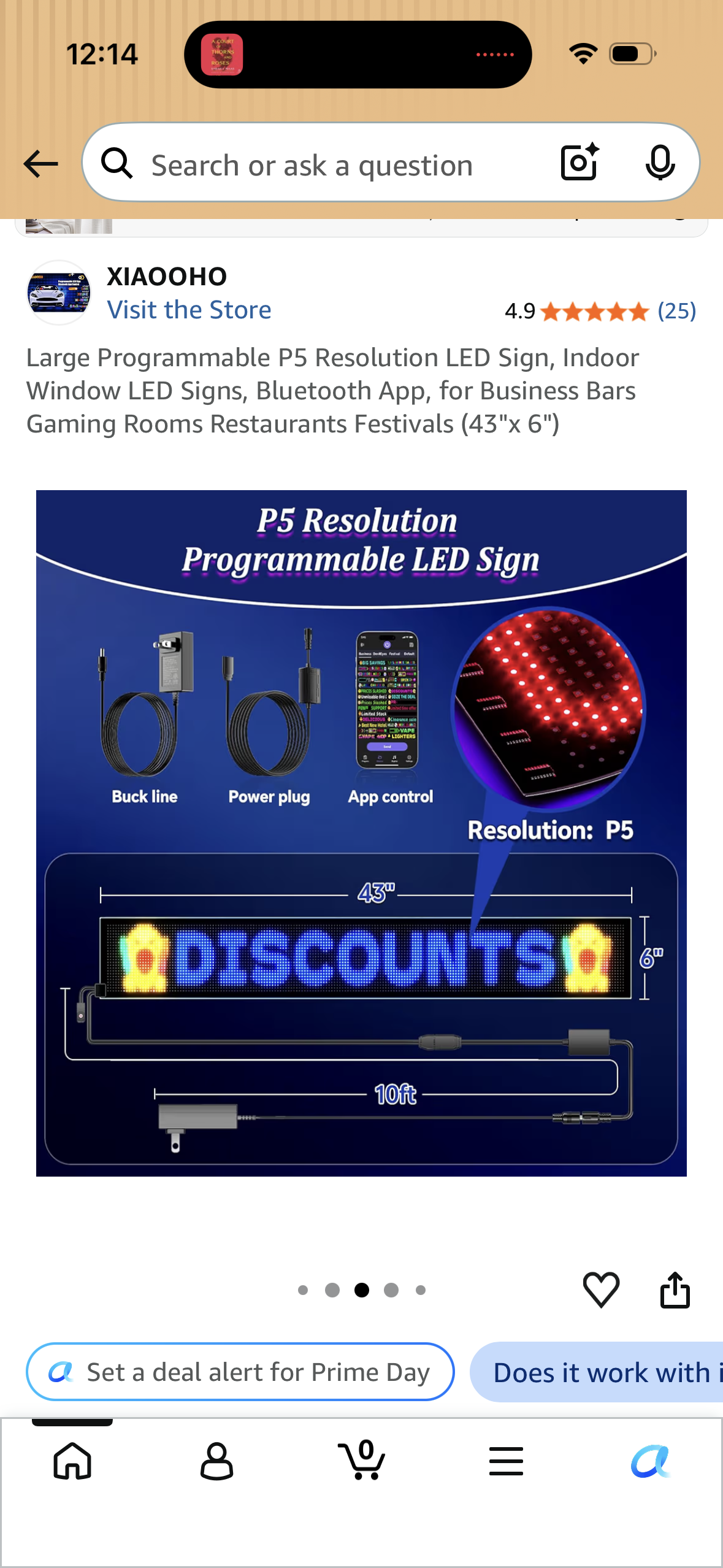 Large Programmable P5 Resolution LED Sign, Indoor Window LED Signs, Bluetooth App, for Business Bars Gaming Rooms Restaurants Festivals (43"x 6")