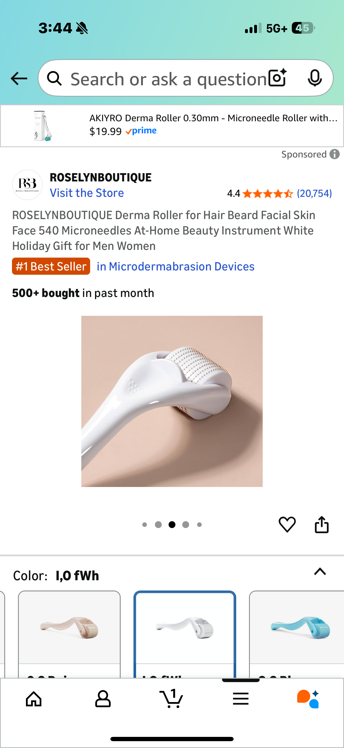 ROSELYNBOUTIQUE Derma Roller for Hair Beard Facial Skin Face 540 Microneedles At-Home Beauty Instrument White Holiday Gift for Men Women