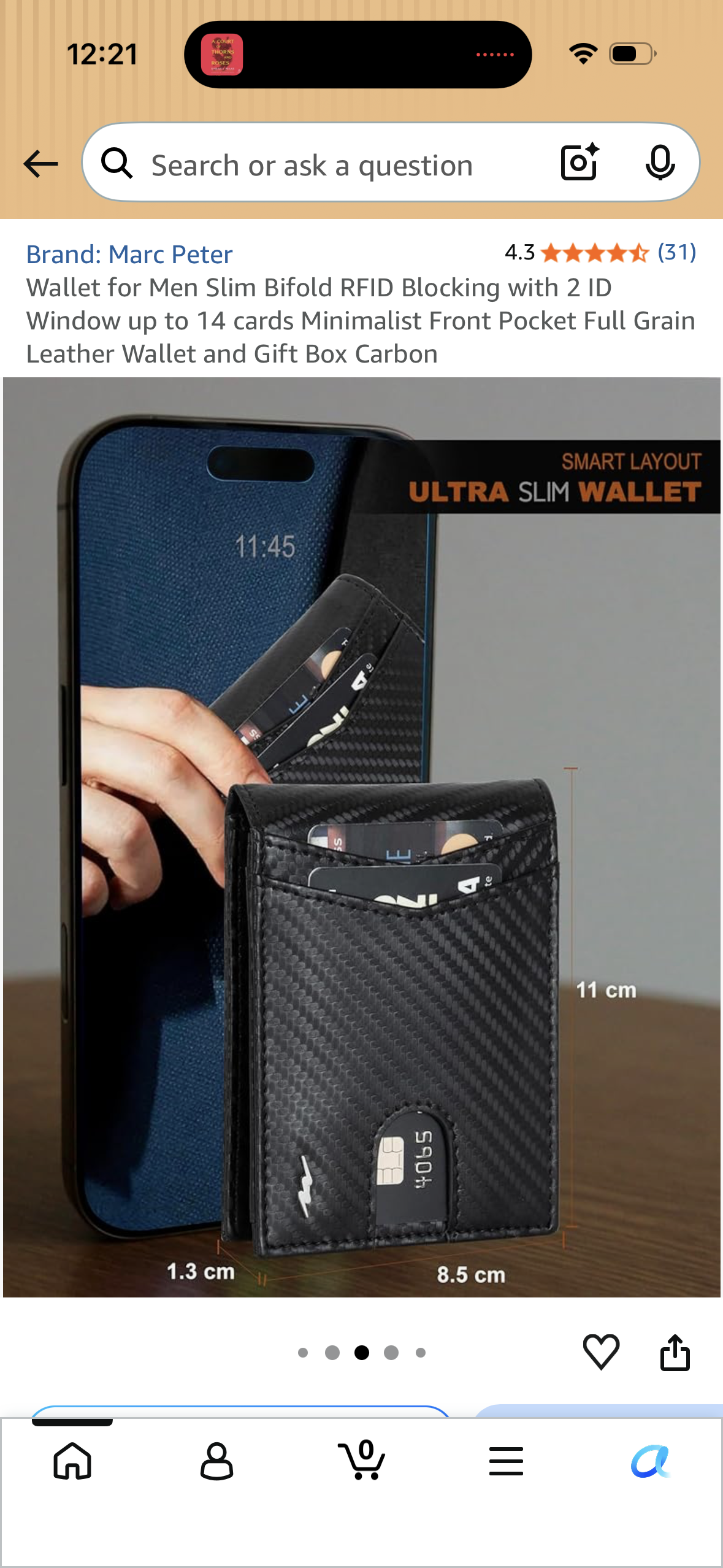 Wallet for Men Slim Bifold RFID Blocking with 2 ID Window up to 14 cards Minimalist Front Pocket Full Grain Leather Wallet and Gift Box Carbon
