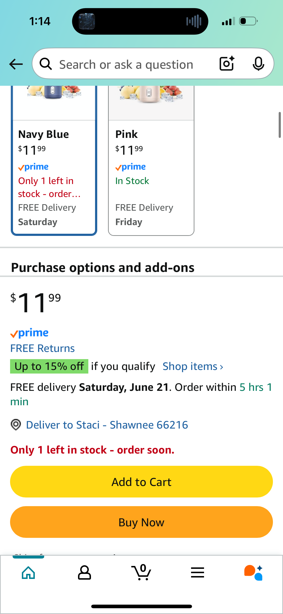 Paramexview® Portable Blender 14oz for Juices & Smoothies with 6 blades Puwerful performances Fusion Blender | USB Rechargeable, Lid, Cup included | Fit for travel and outdoor activities (Navy Blue)