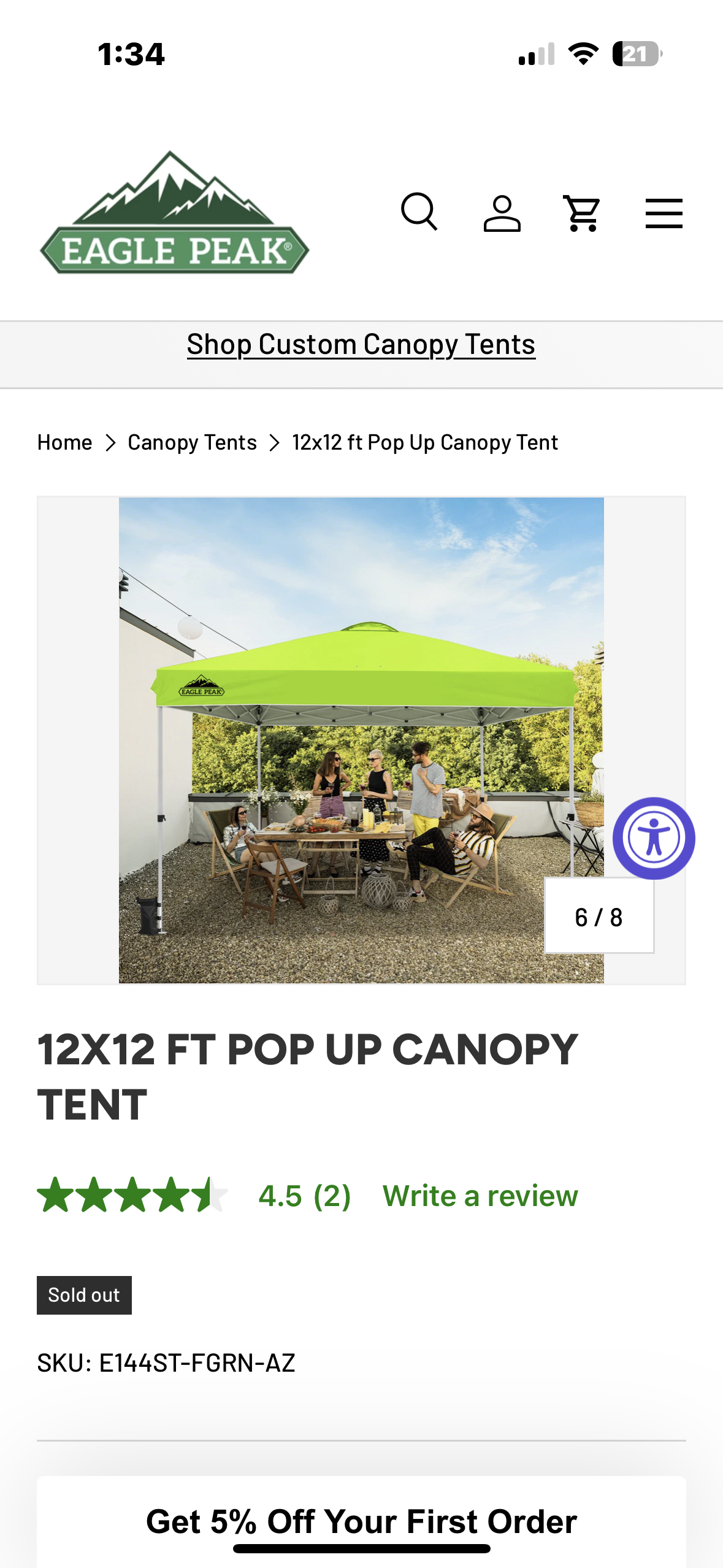 EAGLE PEAK Pop Up Canopy Tent with Wheeled Carry Bag, 8 Stakes, 4 Ropes, 4 Weight Bags, Easy Set Up Tent Canopy, 12x12 ft, 144sqft of Shade, Neon Green (W521)