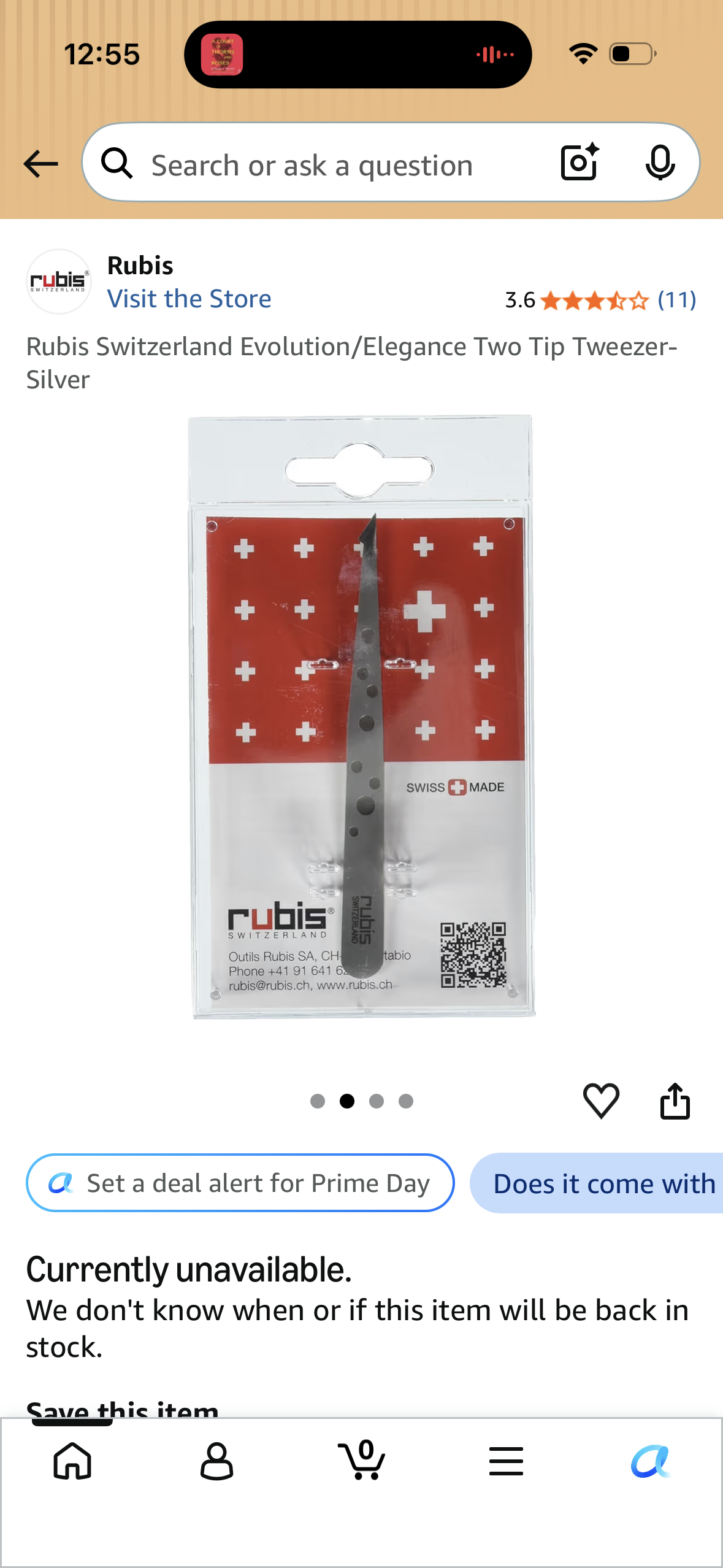 Rubis Switzerland Evolution/Elegance Two Tip Tweezer-Silver