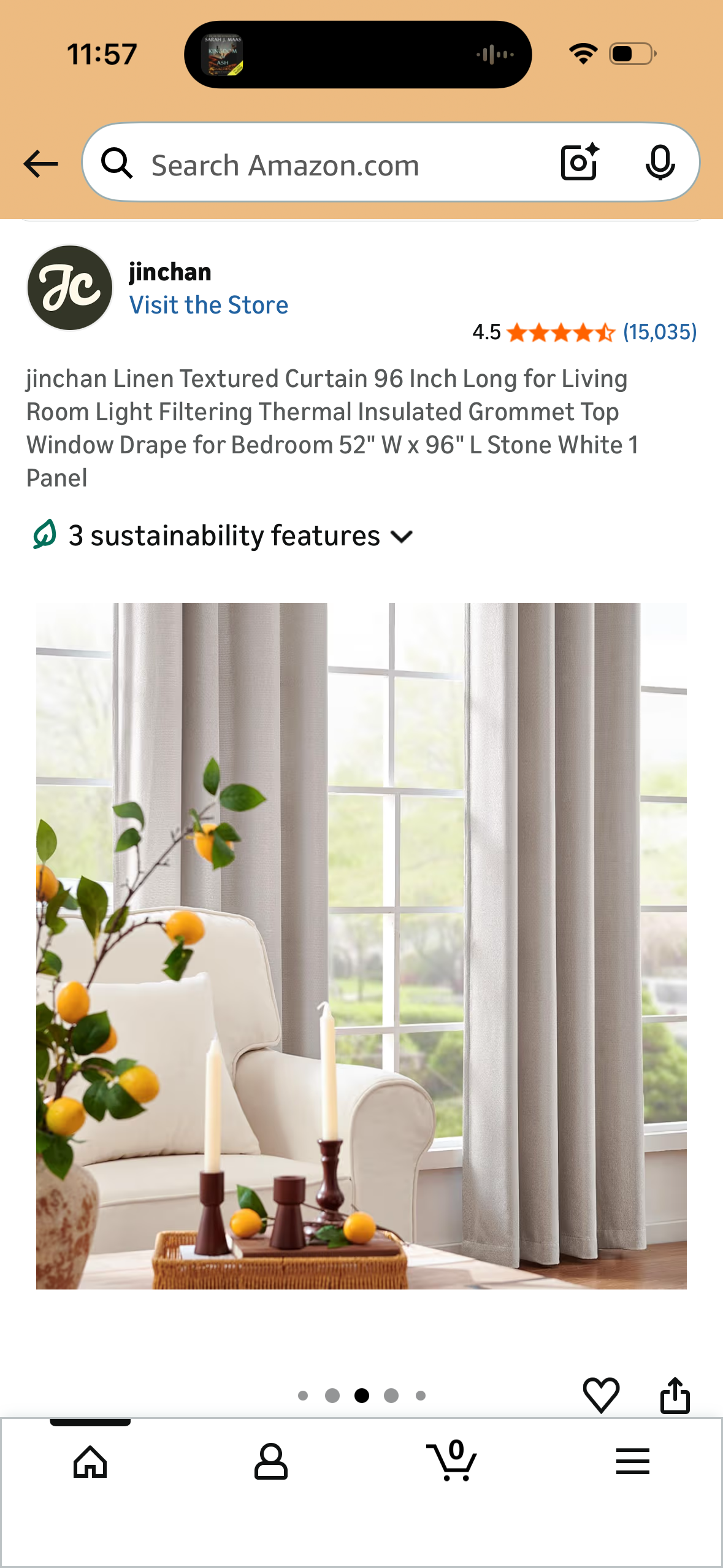 jinchan Linen Textured Curtain 96 Inch Long for Living Room Light Filtering Thermal Insulated Grommet Top Window Drape for Bedroom 52" W x 96" L Stone White 1 Panel