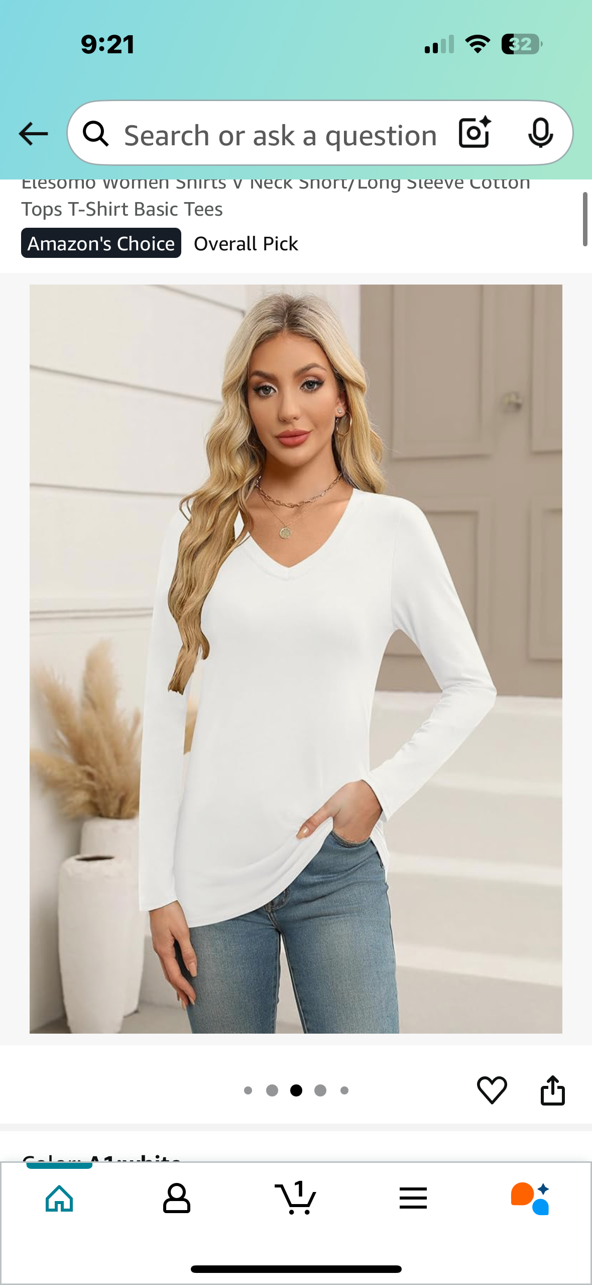 Elesomo Women Shirts V Neck Short/Long Sleeve Cotton Tops T-Shirt Basic Tees Size XS