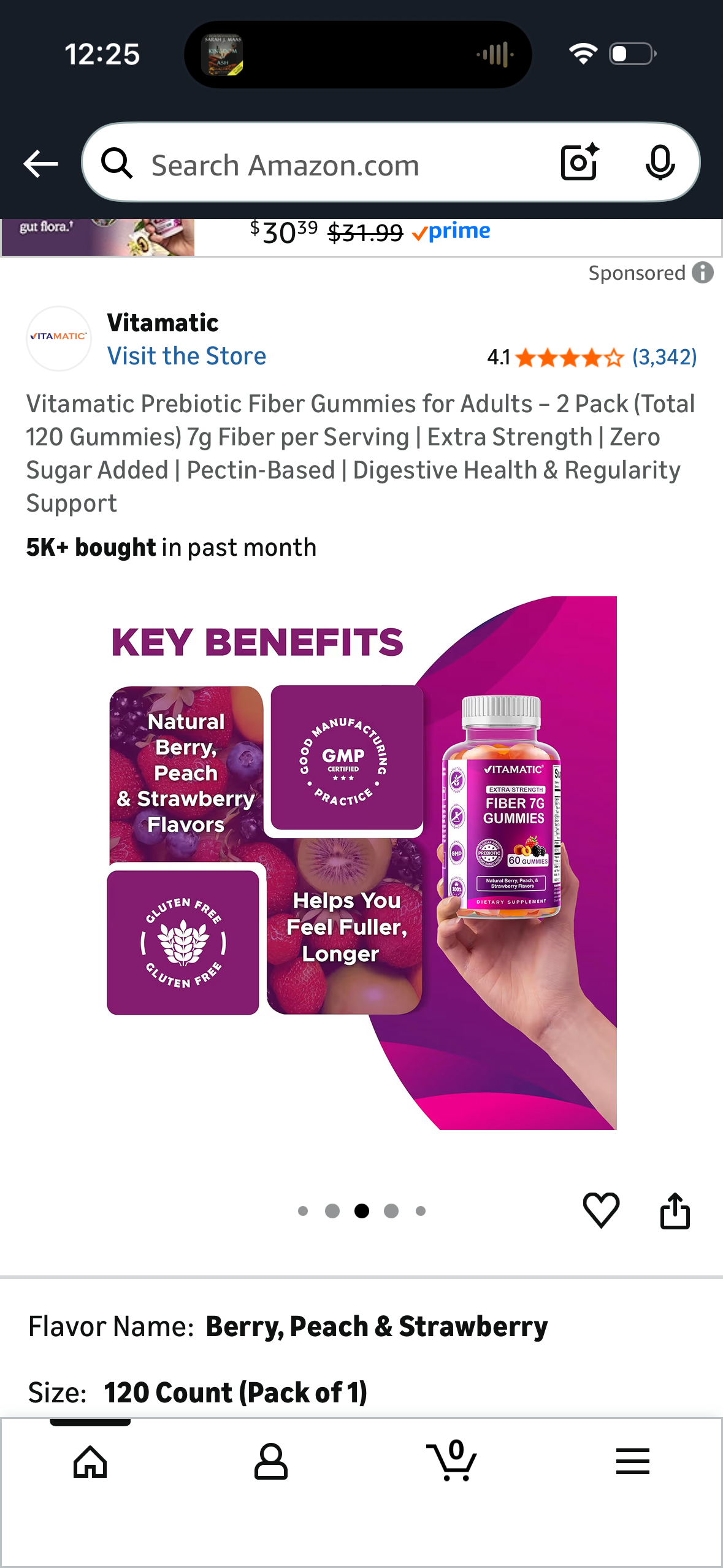 Vitamatic Prebiotic Fiber Gummies for Adults – 2 Pack (Total 120 Gummies) 7g Fiber per Serving | Extra Strength | Zero Sugar Added | Pectin-Based | Digestive Health & Regularity Support