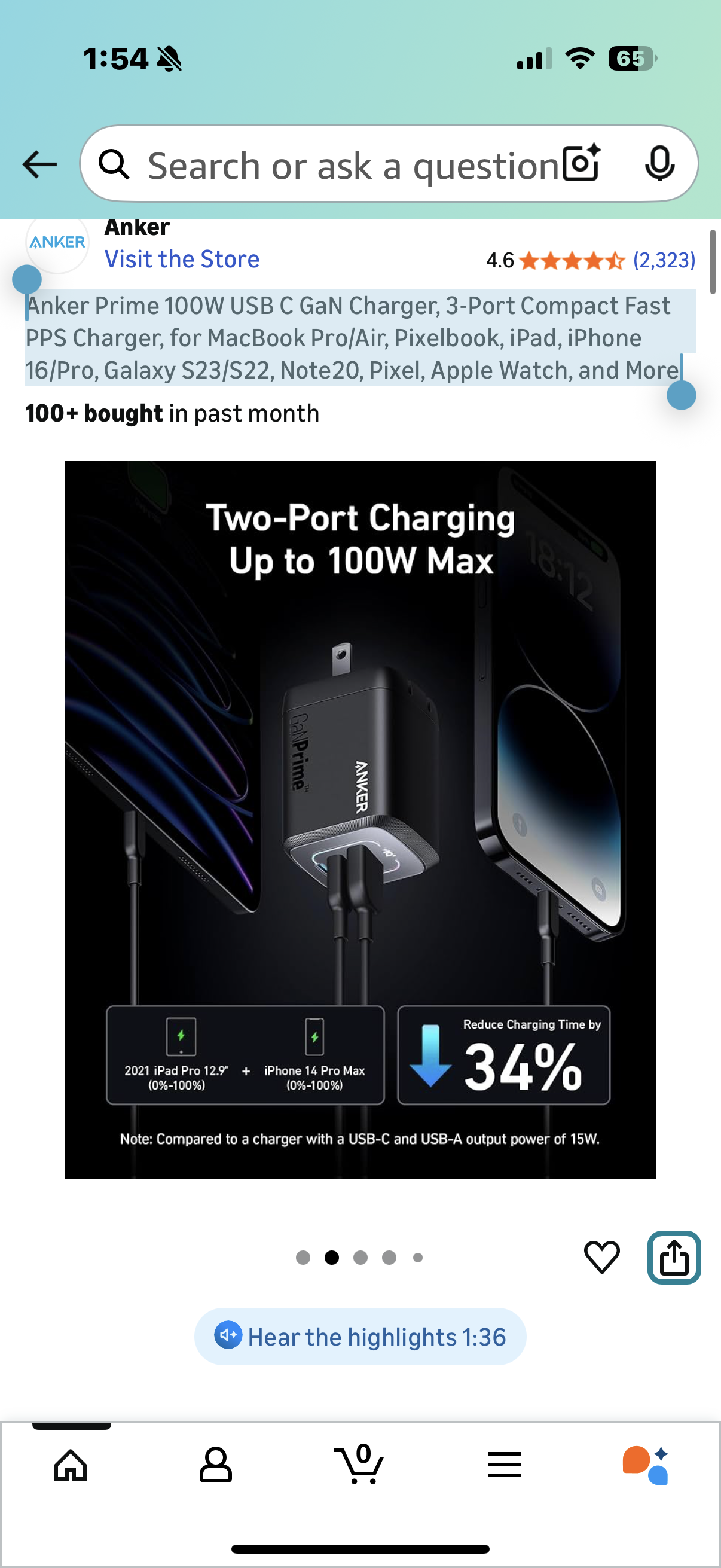 Anker Prime 100W USB C GaN Charger, 3-Port Compact Fast PPS Charger, for MacBook Pro/Air, Pixelbook, iPad, iPhone 16/Pro, Galaxy S23/S22, Note20, Pixel, Apple Watch, and More
