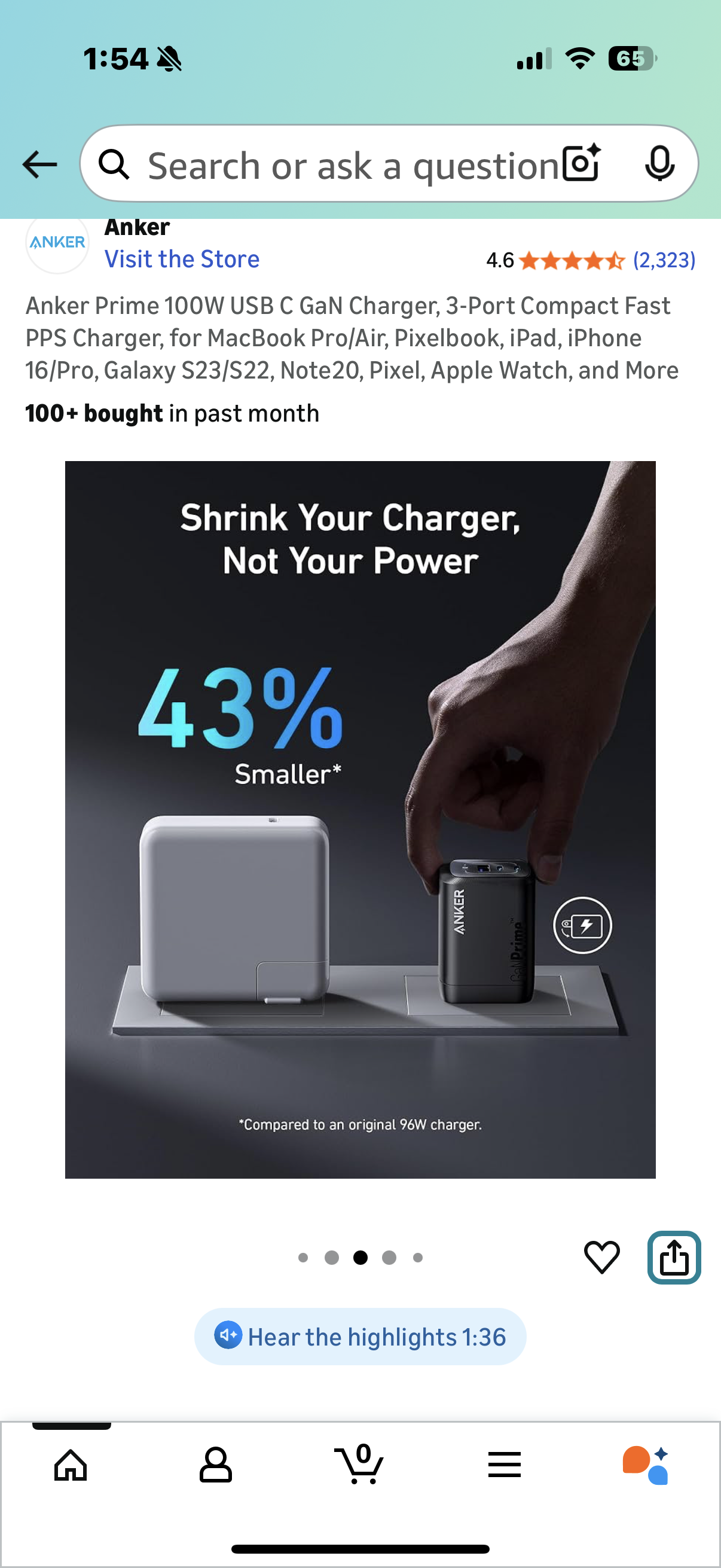 Anker Prime 100W USB C GaN Charger, 3-Port Compact Fast PPS Charger, for MacBook Pro/Air, Pixelbook, iPad, iPhone 16/Pro, Galaxy S23/S22, Note20, Pixel, Apple Watch, and More