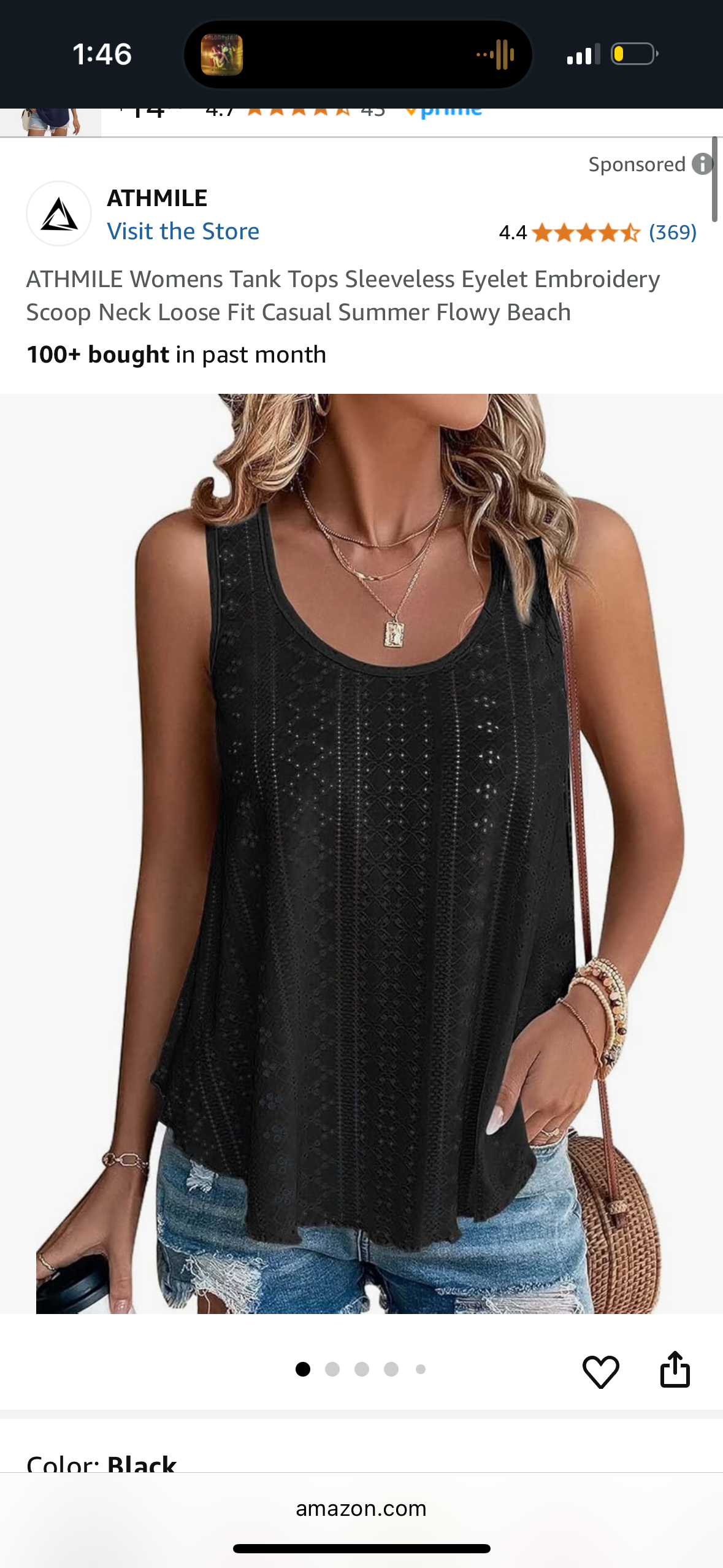 Womens Tank Tops Sleeveless Eyelet Embroidery Scoop Neck Loose Fit Casual Summer Flowy Beach size Small