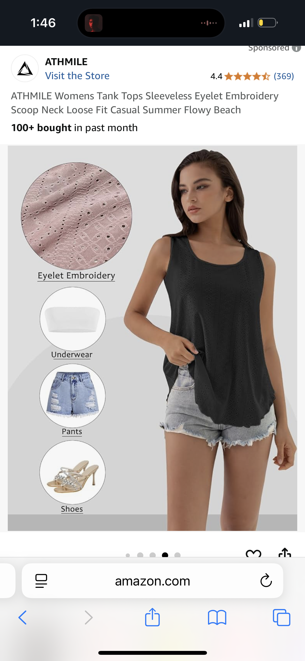 Womens Tank Tops Sleeveless Eyelet Embroidery Scoop Neck Loose Fit Casual Summer Flowy Beach size Small