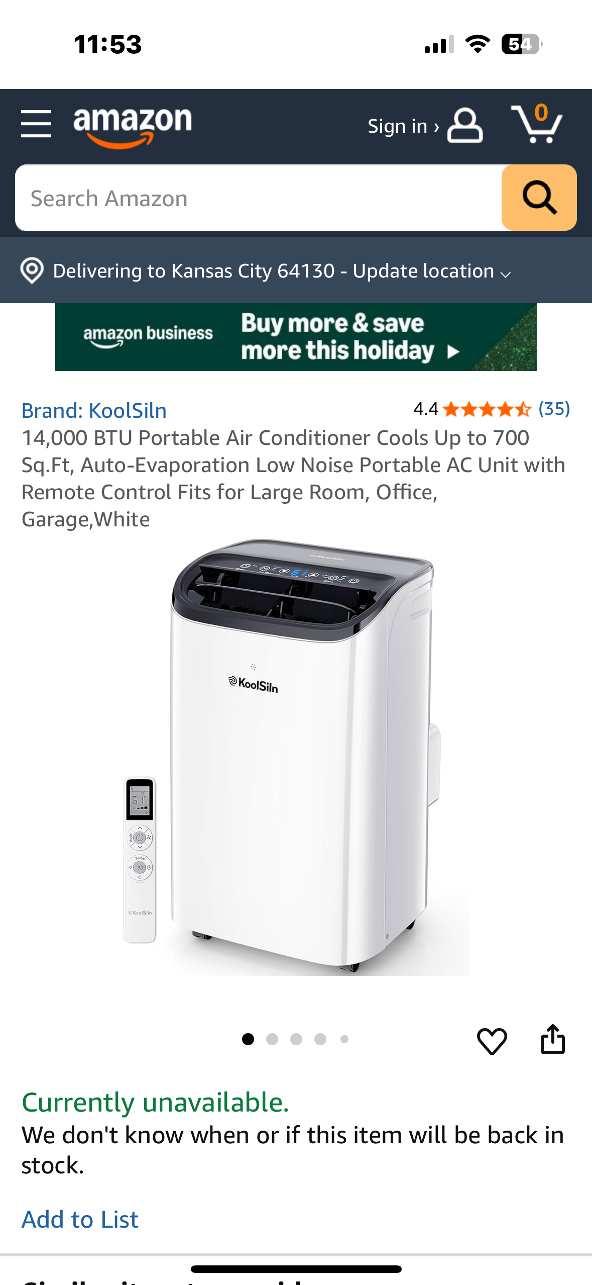 14,000 BTU Portable Air Conditioner, Cools Up to 700 Sq.Ft, Auto-Evaporation, Low Noise Portable AC Unit with Remote Control, for Home, Office, Garage, White (R705)