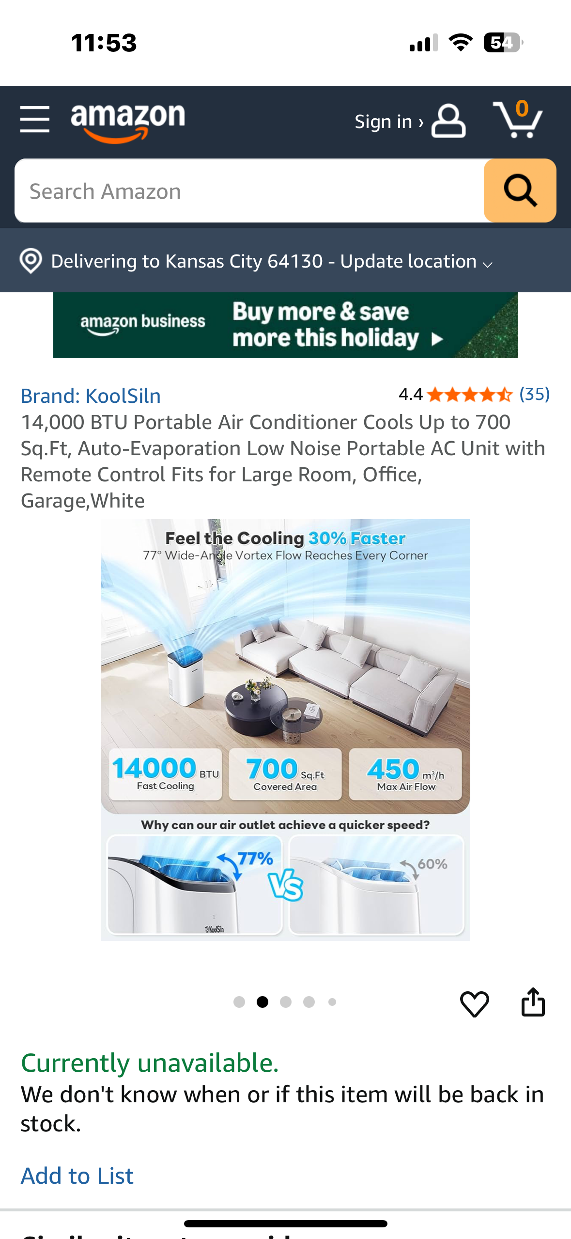 14,000 BTU Portable Air Conditioner, Cools Up to 700 Sq.Ft, Auto-Evaporation, Low Noise Portable AC Unit with Remote Control, for Home, Office, Garage, White (R705)