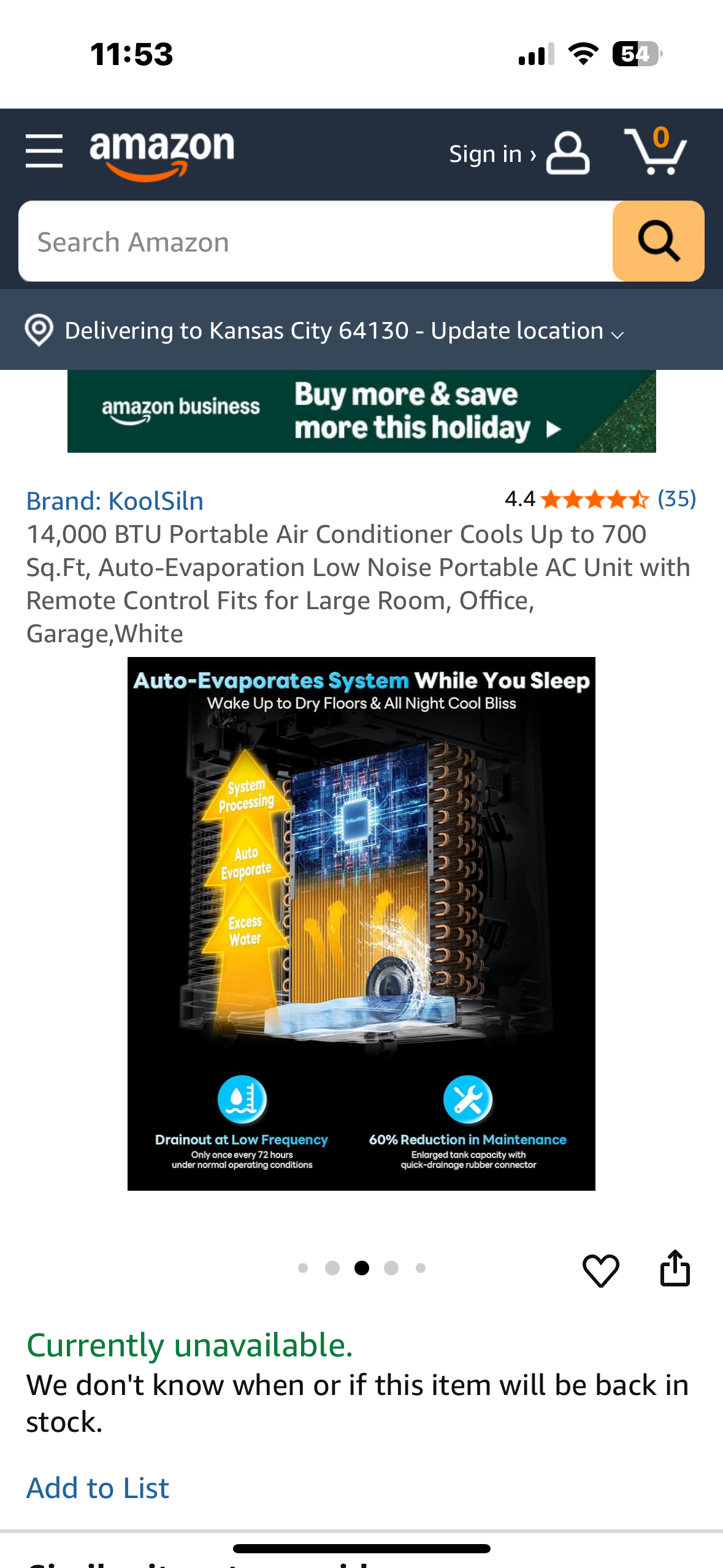 14,000 BTU Portable Air Conditioner, Cools Up to 700 Sq.Ft, Auto-Evaporation, Low Noise Portable AC Unit with Remote Control, for Home, Office, Garage, White (R705)