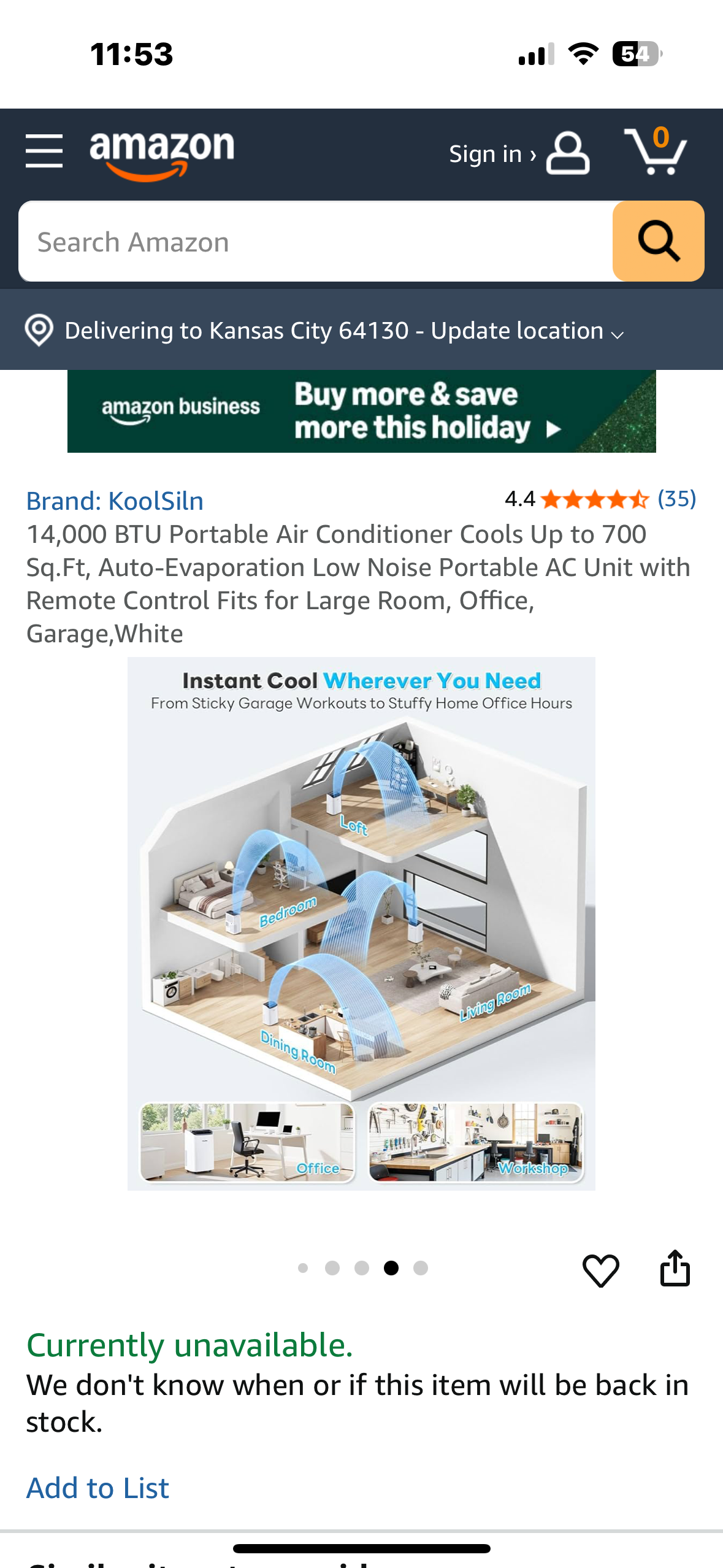 14,000 BTU Portable Air Conditioner, Cools Up to 700 Sq.Ft, Auto-Evaporation, Low Noise Portable AC Unit with Remote Control, for Home, Office, Garage, White (R705)