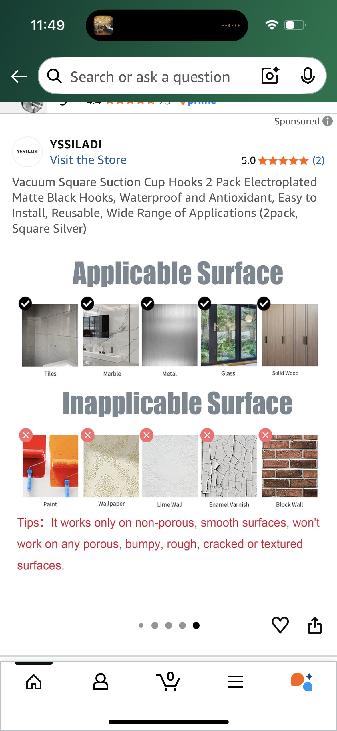 Vacuum Square Suction Cup Hooks 2 Pack Electroplated Matte Black Hooks, Waterproof and Antioxidant, Easy to Install, Reusable, Wide Range of Applications (2pack, Square Silver)