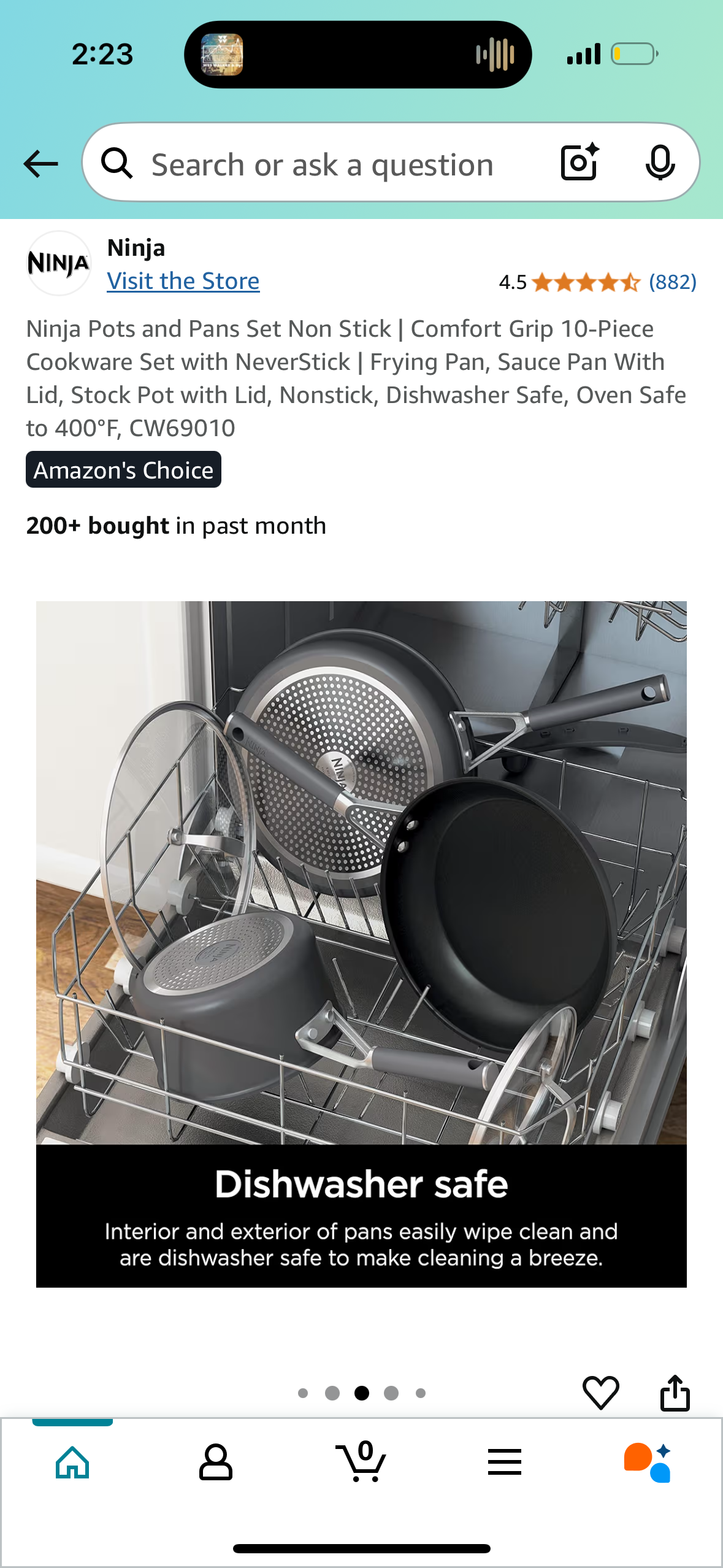 Ninja Pots and Pans Set Non Stick | Comfort Grip 10-Piece Cookware Set with NeverStick | Frying Pan, Sauce Pan With Lid, Stock Pot with Lid, Nonstick, Dishwasher Safe, Oven Safe to 400°F, CW69010