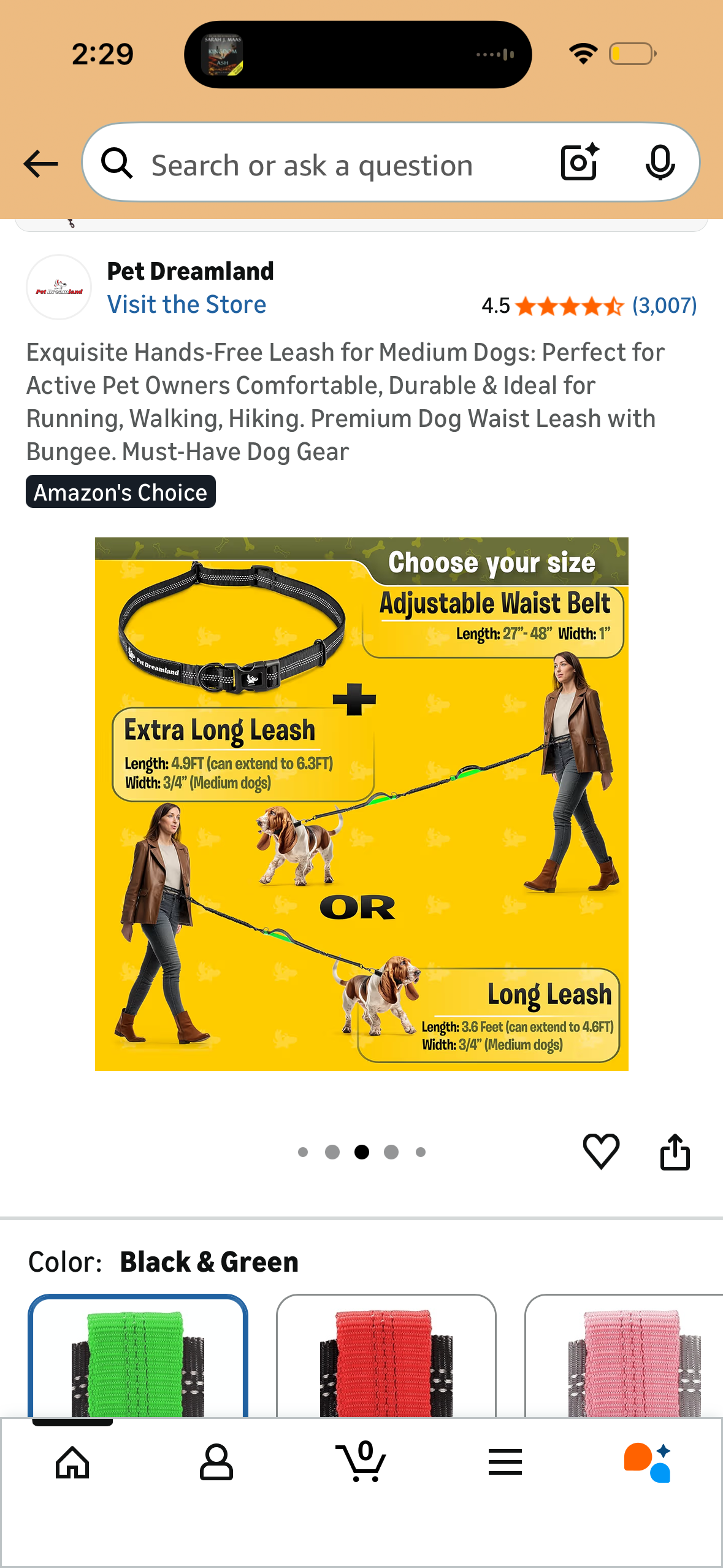 Exquisite Hands-Free Leash for Medium Dogs: Perfect for Active Pet Owners Comfortable, Durable & Ideal for Running, Walking, Hiking. Premium Dog Waist Leash with Bungee. Must-Have Dog Gear
